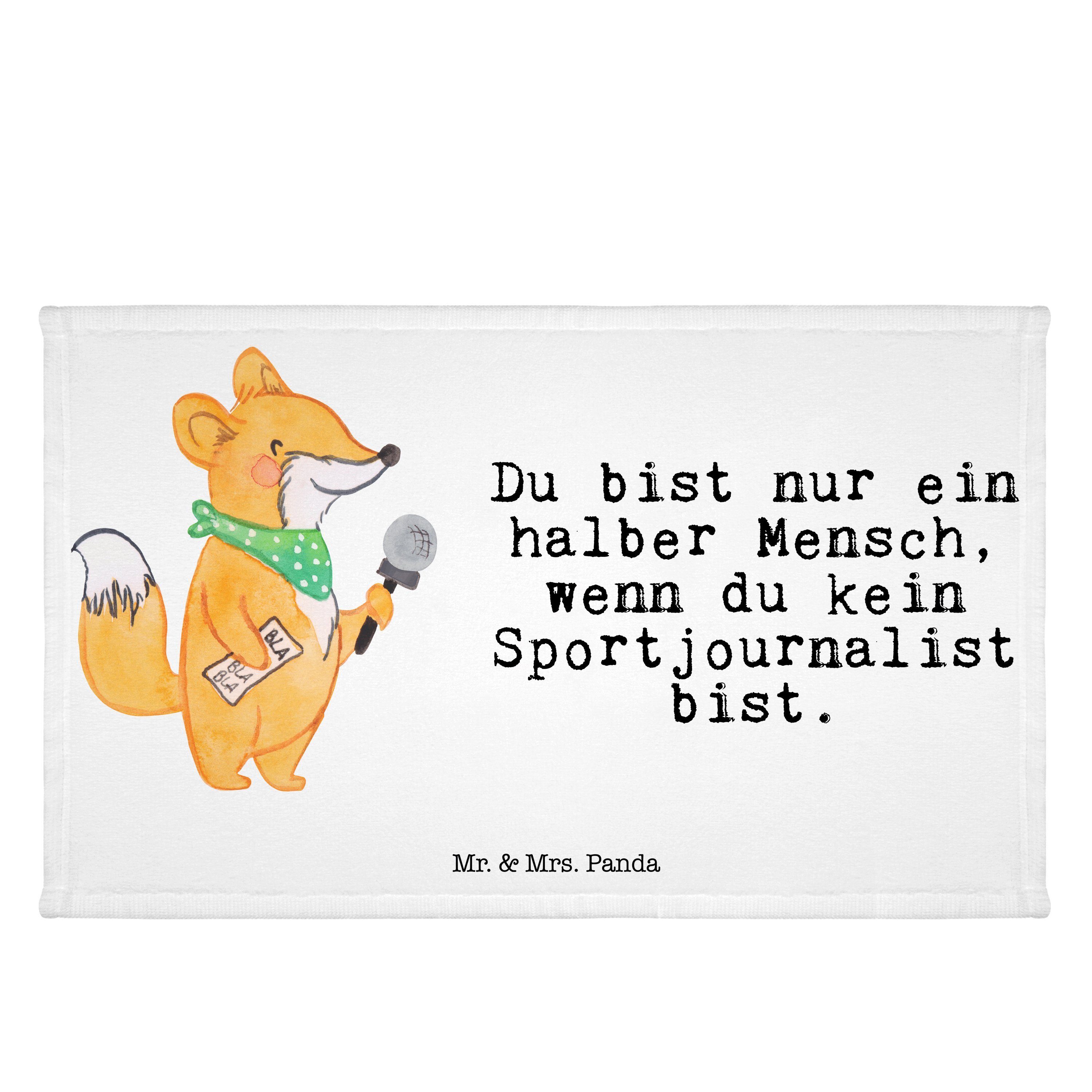 Mr. & Mrs. Panda Handtuch Sportjournalist mit Herz - Weiß - Geschenk, Kollege, Firma, Dankeschö, (1-St)