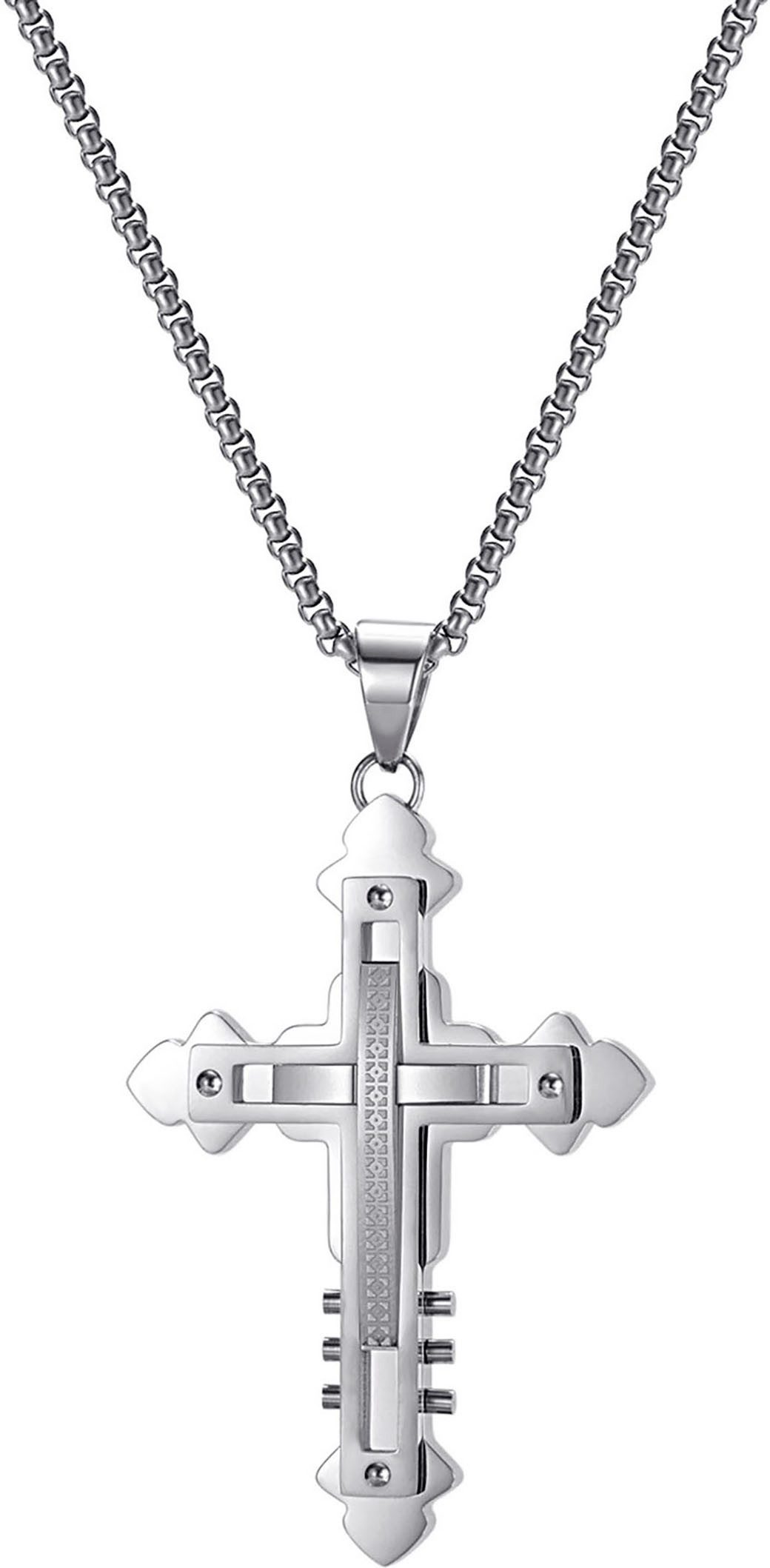 Kette mit Anhänger Schmuck Geschenk Edelstahl Halsschmuck Halskette Venezianerkette Kreuz