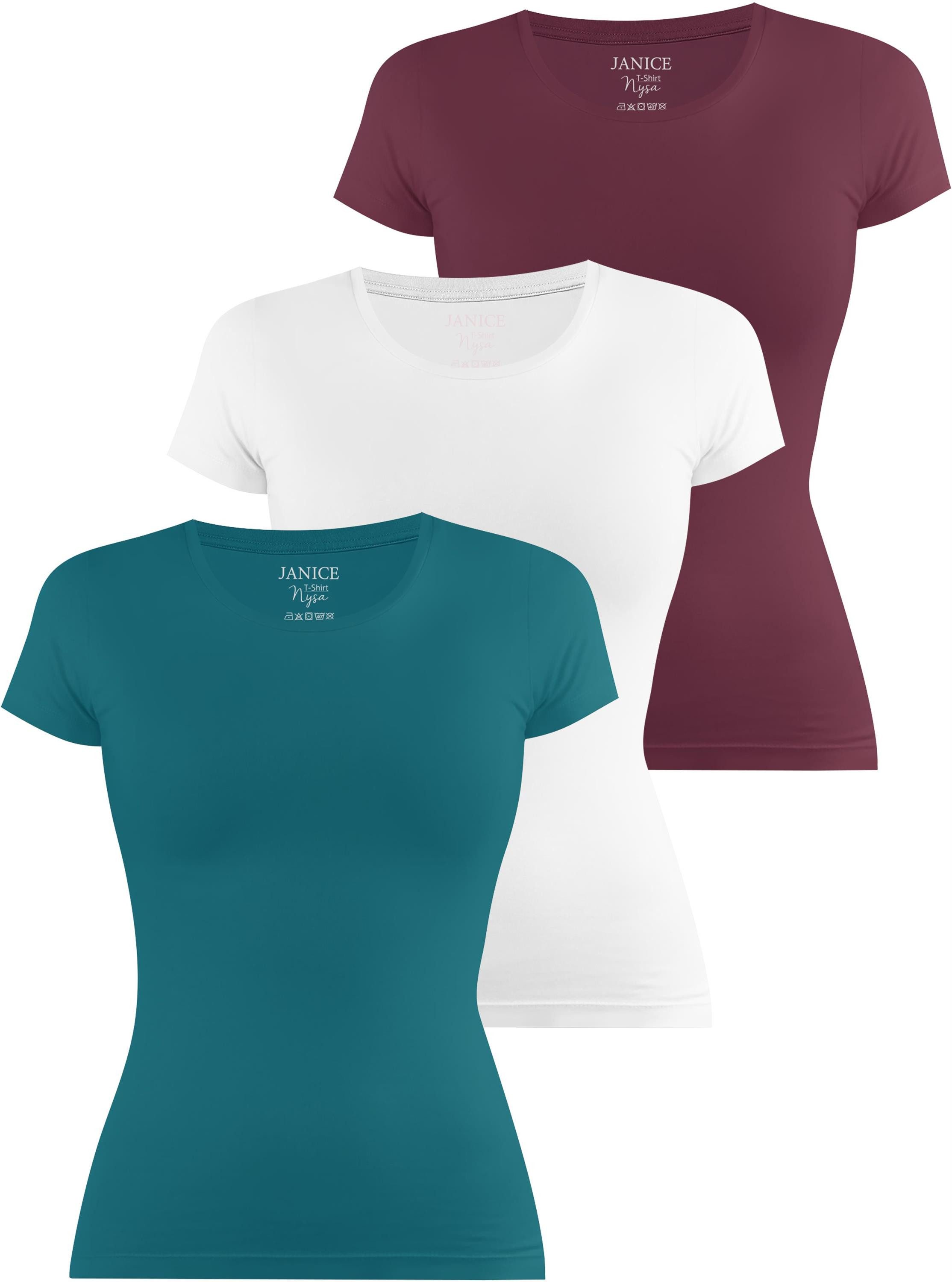 Kurzarmshirt 3 x Damen T-Shirt Nysa