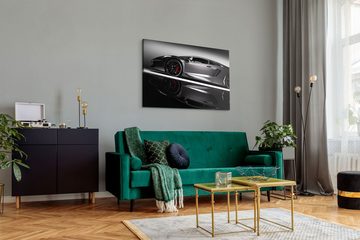 Sinus Art Leinwandbild 120x80cm Wandbild auf Leinwand Sportauto Traumauto Auto Super Car Grau, (1 St)