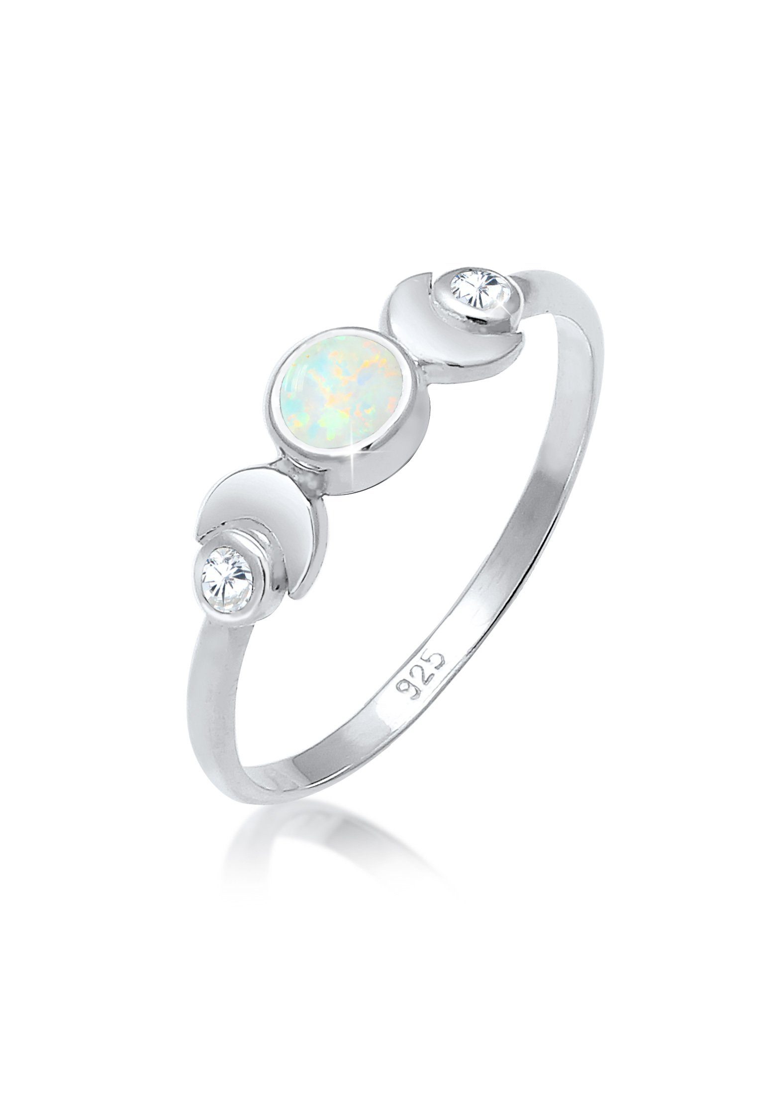 Elli Fingerring Halbmond Zirkonia Synthetischer Opal günstig online kaufen