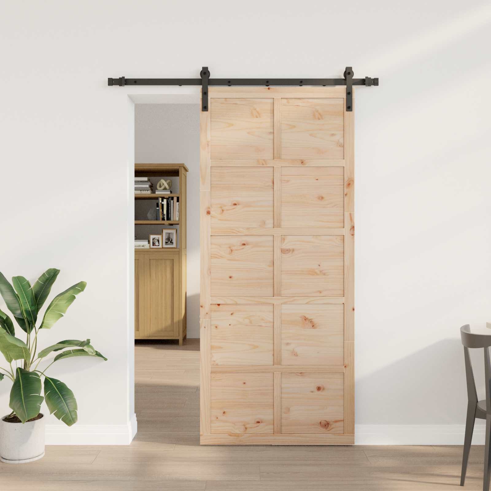 vidaXL Haustür Schiebetür Natur 80 x 208 cm Massives Kiefernholz (1-St)