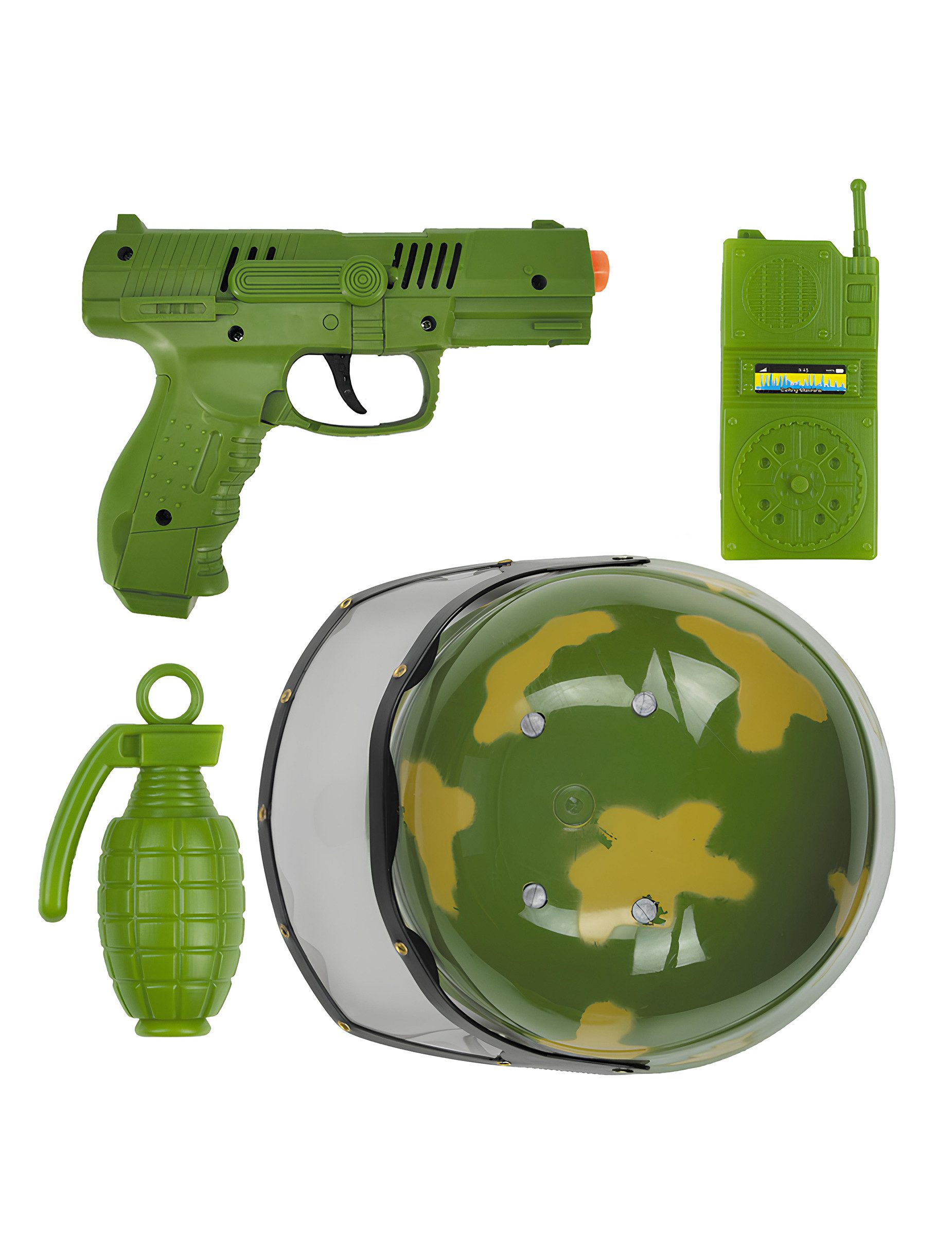 PartyPro Kostüm Militär Set für Kinder 4 teilig Spielset für kleine
