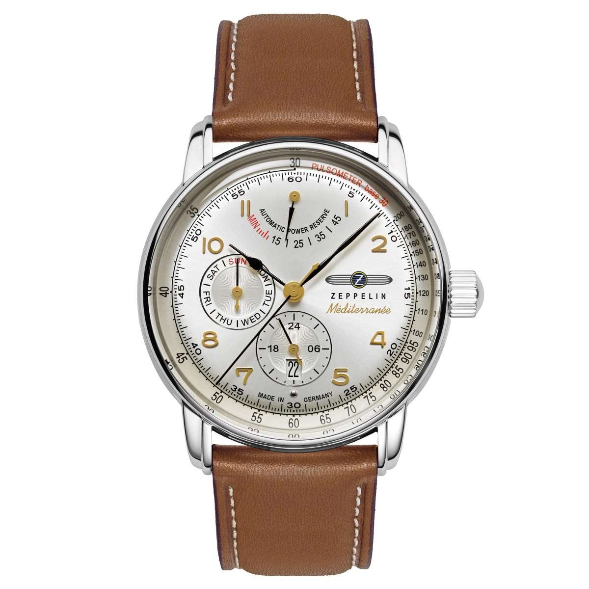 ZEPPELIN Automatikuhr 9690-1, Herrenuhr Méditerranée Automatik Gangreserve Braun