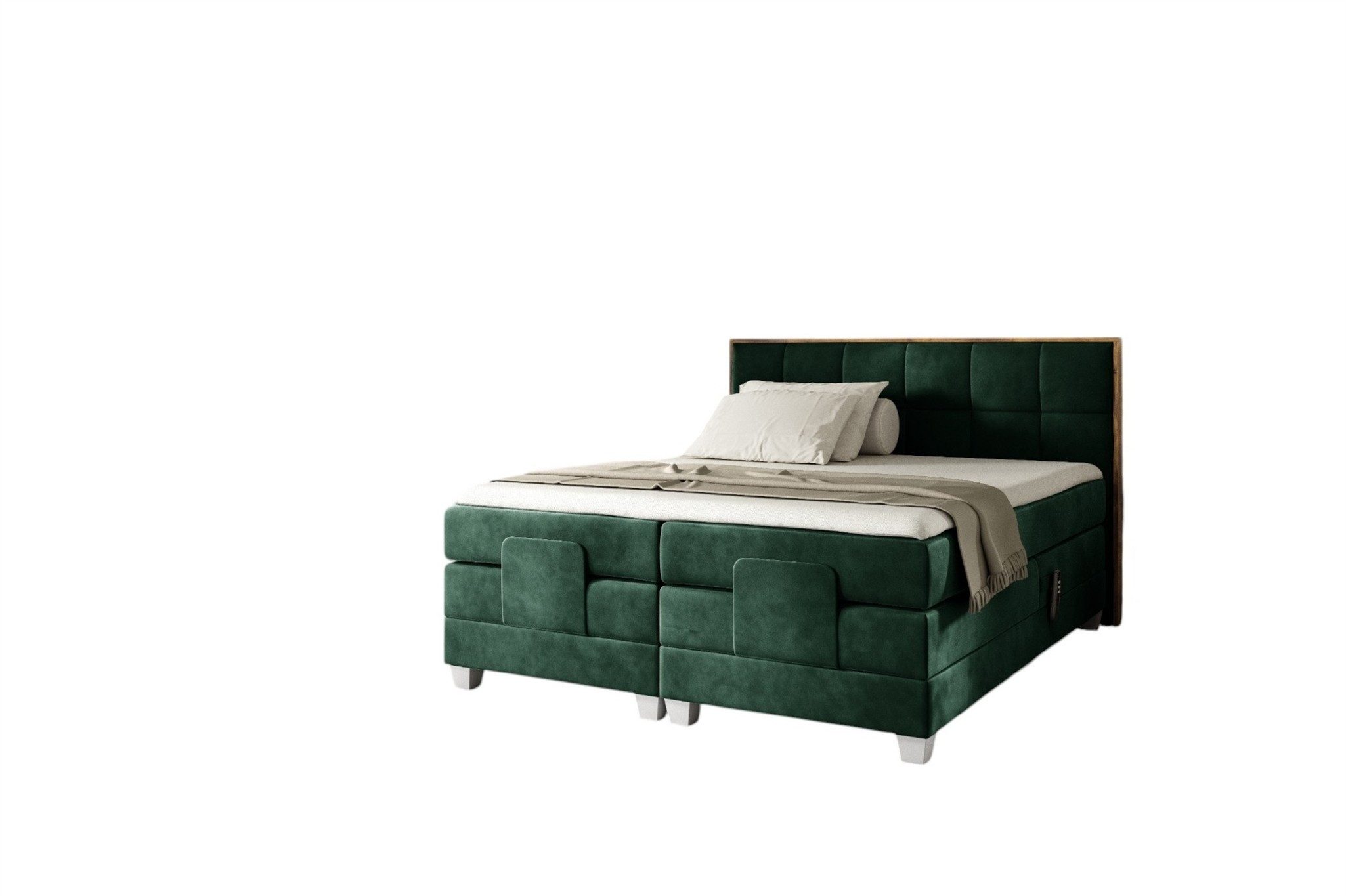 Fun Möbel Boxspringbett Schlafzimmerbett HENRY Elektrisch in Stoff Fresh (mit Bonell- und Taschenfederkernmatratze), Fuß- und Kopfteil elektrisch verstellbar