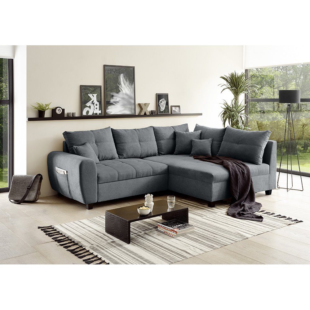 Lomadox Ecksofa LOMADOX Ecksofa, anthrazit 248x87x176 cm | Ecksofas