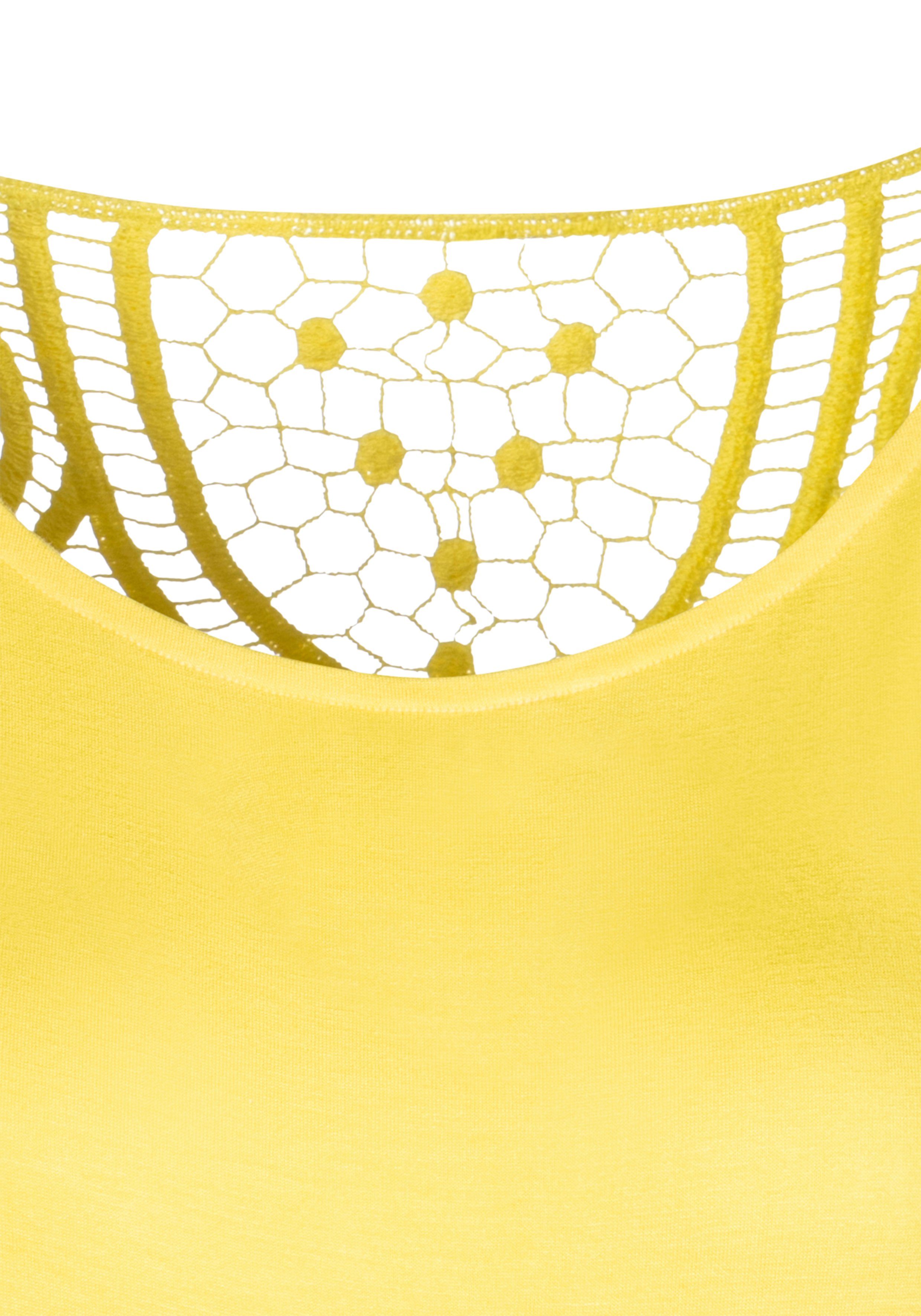 Vivance Kurzarmshirt mit Häkelspitze am Rücken aus weichem Viskose-Stretch