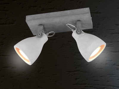 meineWunschleuchte LED Deckenstrahler, Decken-Lampe Industrial Treppenhaus Industriedesign, Industrielampe schwenkbar 2-flammig, grau