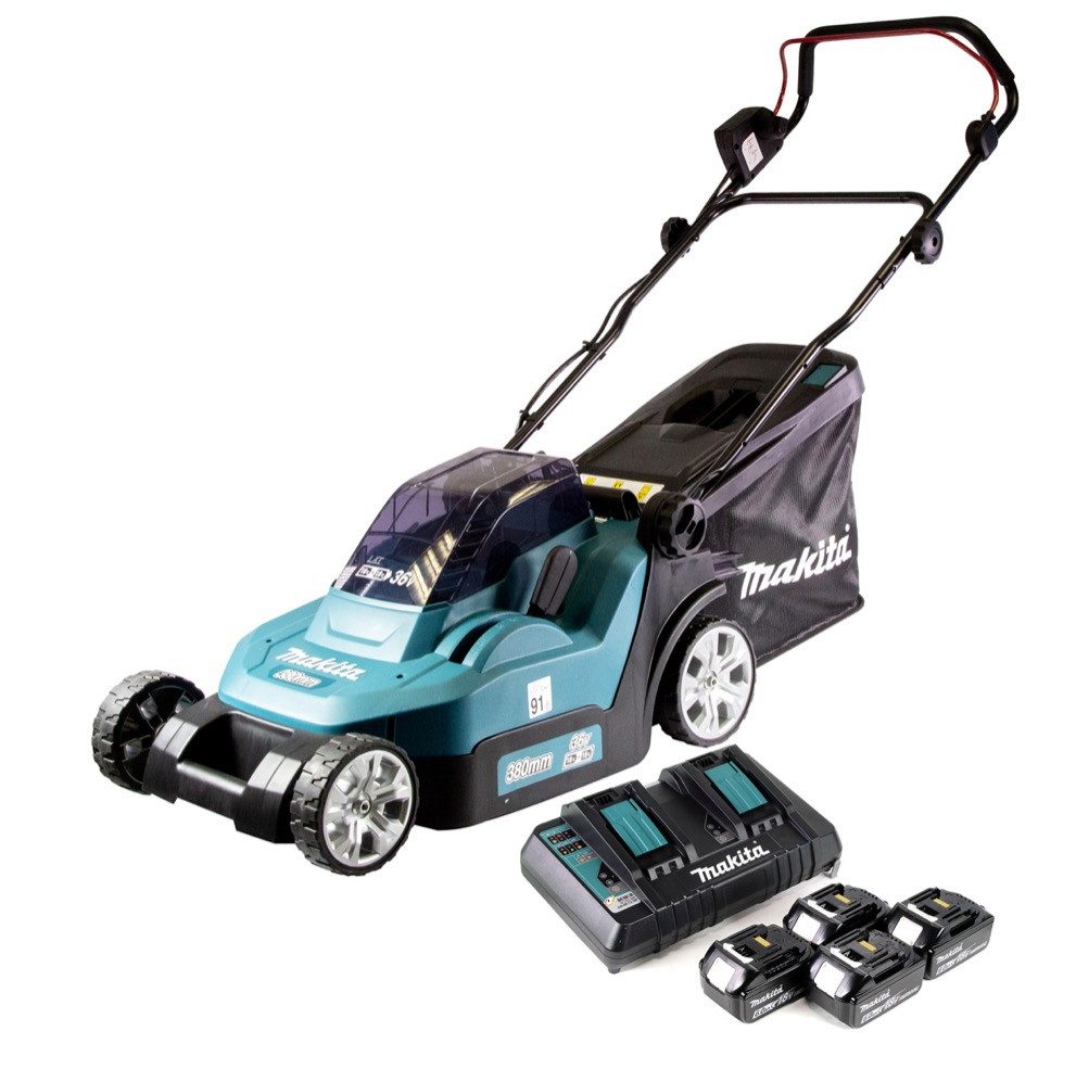 Thumbnail - Makita Akkurasenmäher DLM 432 PG4 Akku Rasenmäher 36 V (2x 18 V) 43 cm Brushless + 4x Akk
