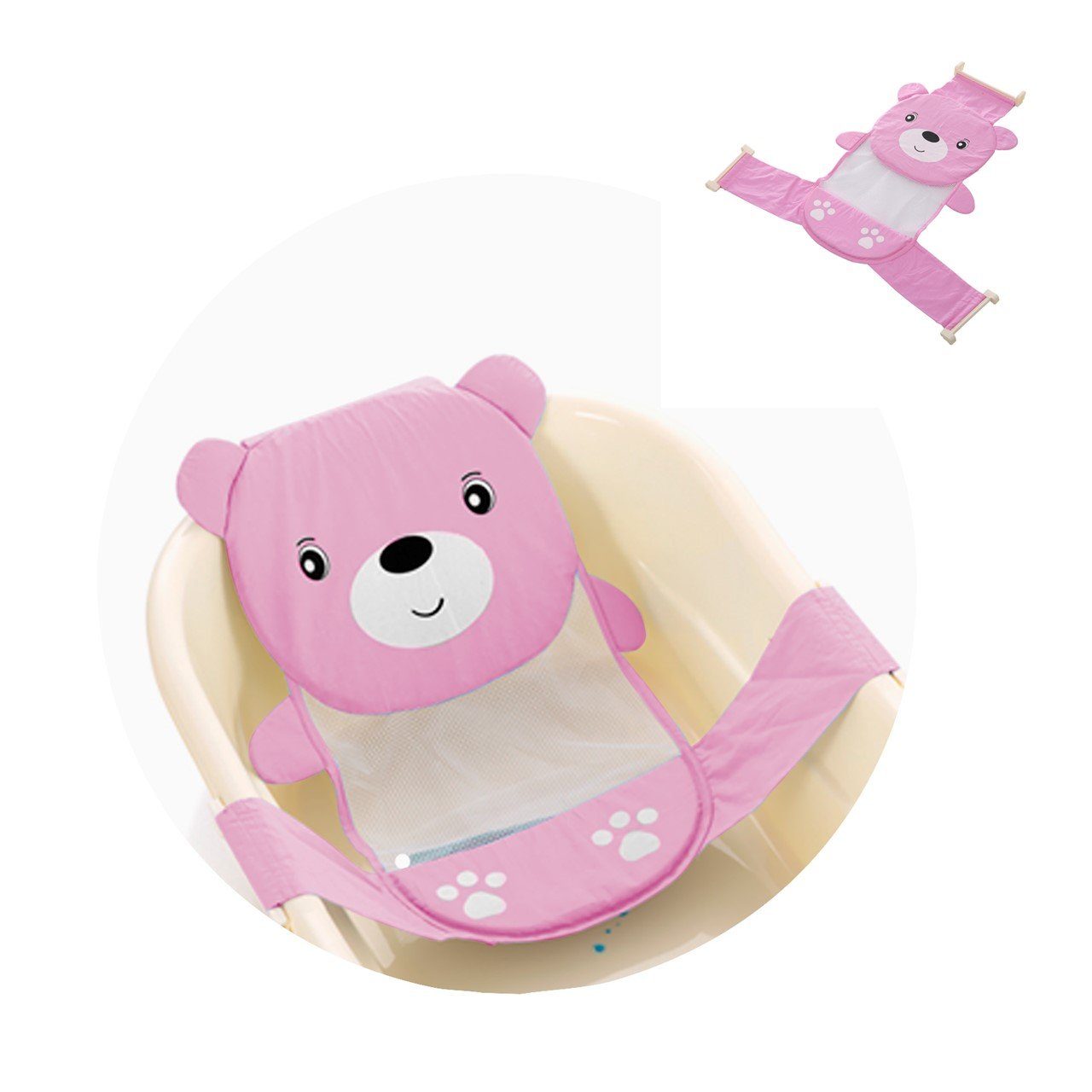 Chipolino Wanneneinlage Baby Badenetz Teddy, B: 58 cm, L: 68 cm, mit Kunststoffbügel, Badewannennetz, ab Geburt rosa