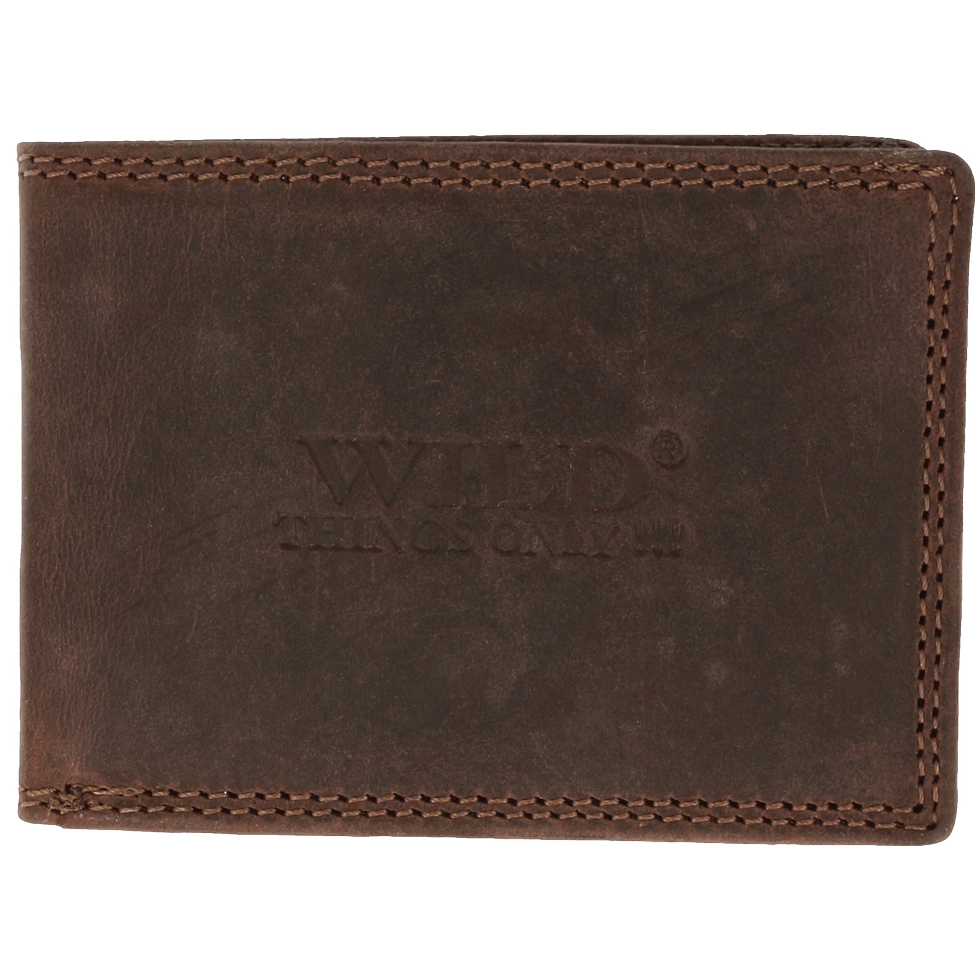 Wild Things Only !!! Mini Geldbörse Kleines Portemonnaie Geldbeutel Damen Herren (Mini Geldbeutel, braun, Mini Brieftasche aus echtem Leder), mit RFID Schutz