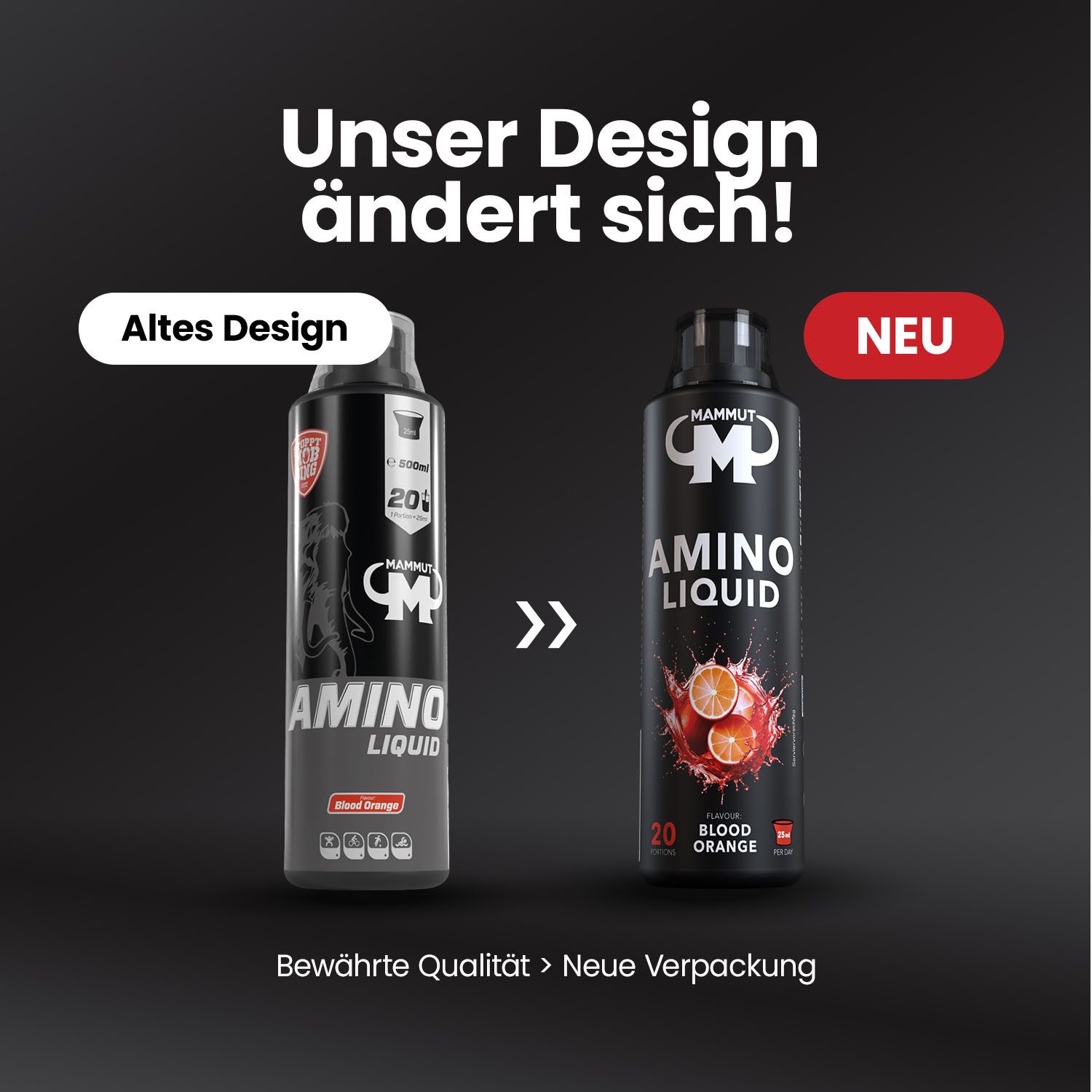 Mammut Nutrition Amino Liquid - Blutorange - 500 ml Flasche Flüssigkeit