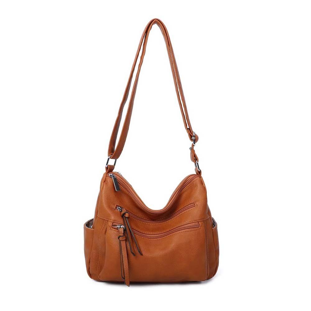 ITALYSHOP24 Schultertasche Damen Tasche Shopper Crossbody, als Handtasche, Umhängetasche, Hobo Bag tragbar