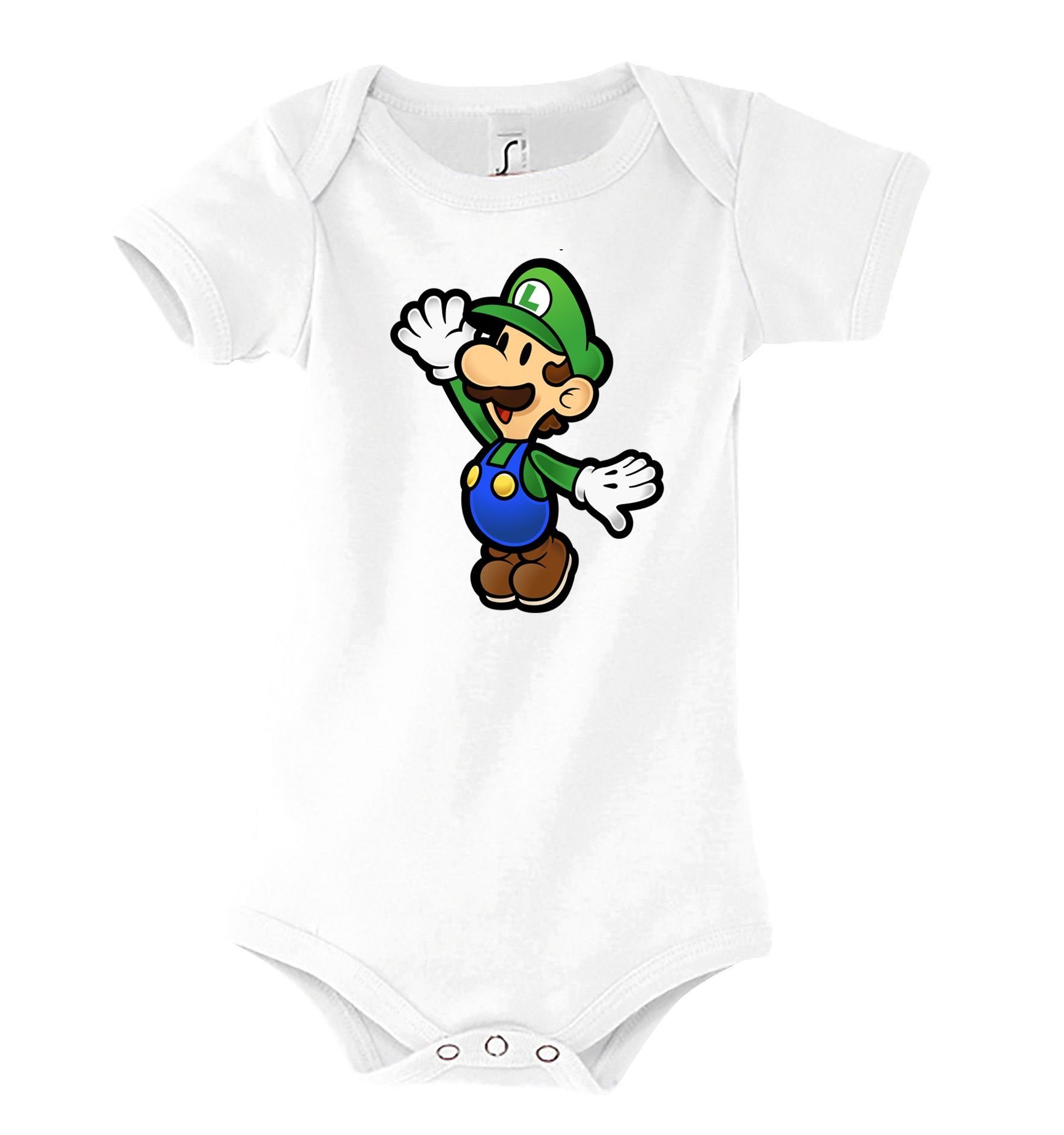 Youth Designz Kurzarmbody Baby Weiß Strampler Body mit Luigi niedlichem Frontprint