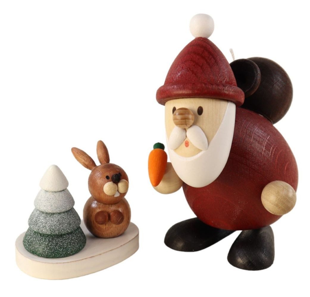 Ullrich Kunsthandwerk Weihnachtsmann Geschenkset mit Hase und verschneitem Baum
