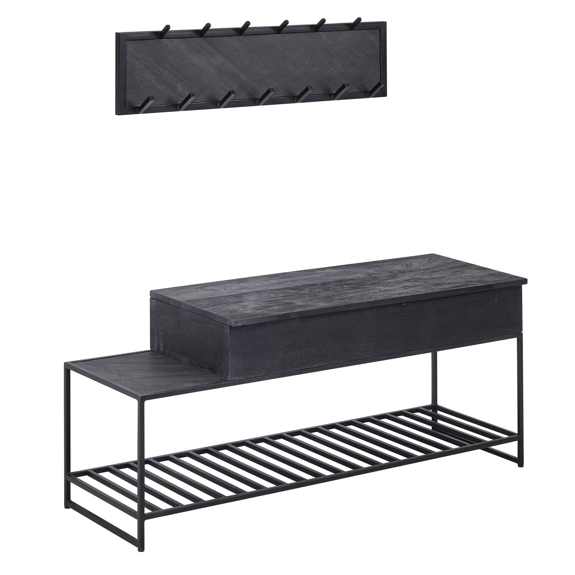 FINEBUY Garderobe FB79609 (Sitzbank & Wandgarderobe günstig online kaufen