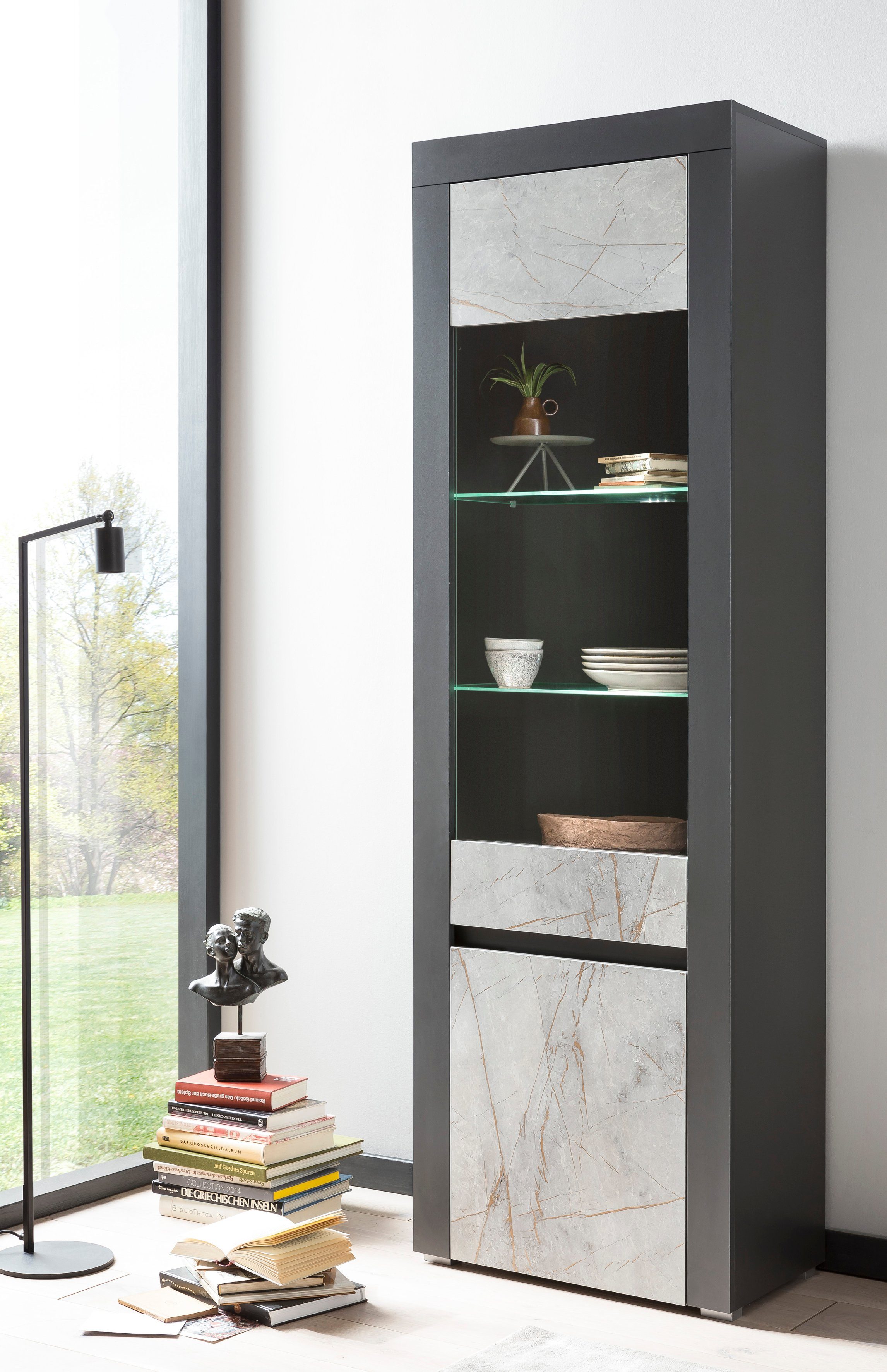 Marmor-Optik Home 64 Dekor, Breite mit Vitrine affaire Marble cm edlen Stone einem