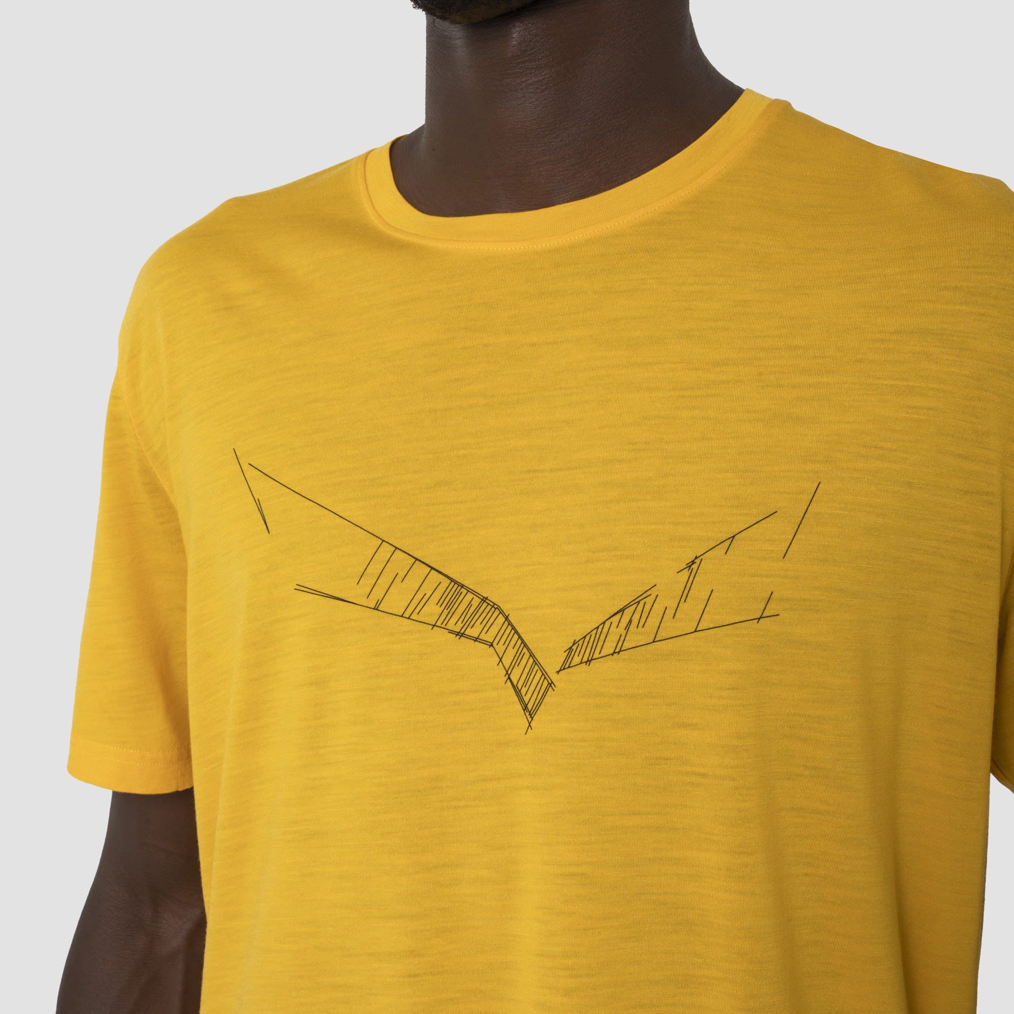 Herren Salewa Pure Melange Am Salewa Sketch T-Shirt Gold Eagle M T-shirt