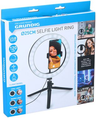 Grundig Selfie-Stick Handy Selfie Ringlicht Stativ Instagram Lampe Handyhalter beleuchtet