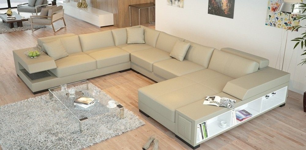 JVmoebel Ecksofa, Ecksofa U Form Sofa Couch Polster Ecksofa Wohnlandschaft Ledersofa