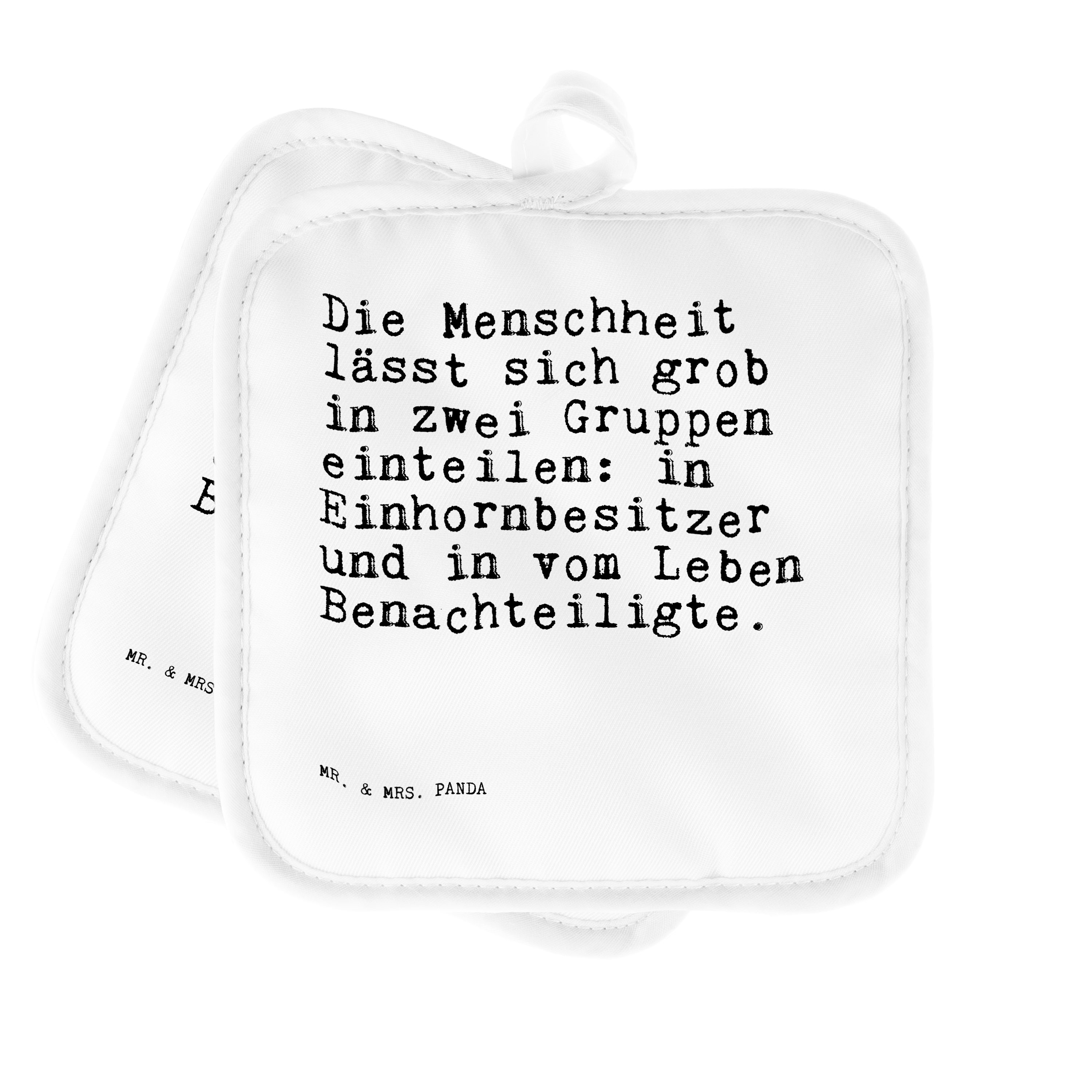 Mr. & Mrs. Panda Topflappen Die Menschheit lässt sich... - Weiß - Geschenk, Einhorn, Topflappen S, (1-tlg)