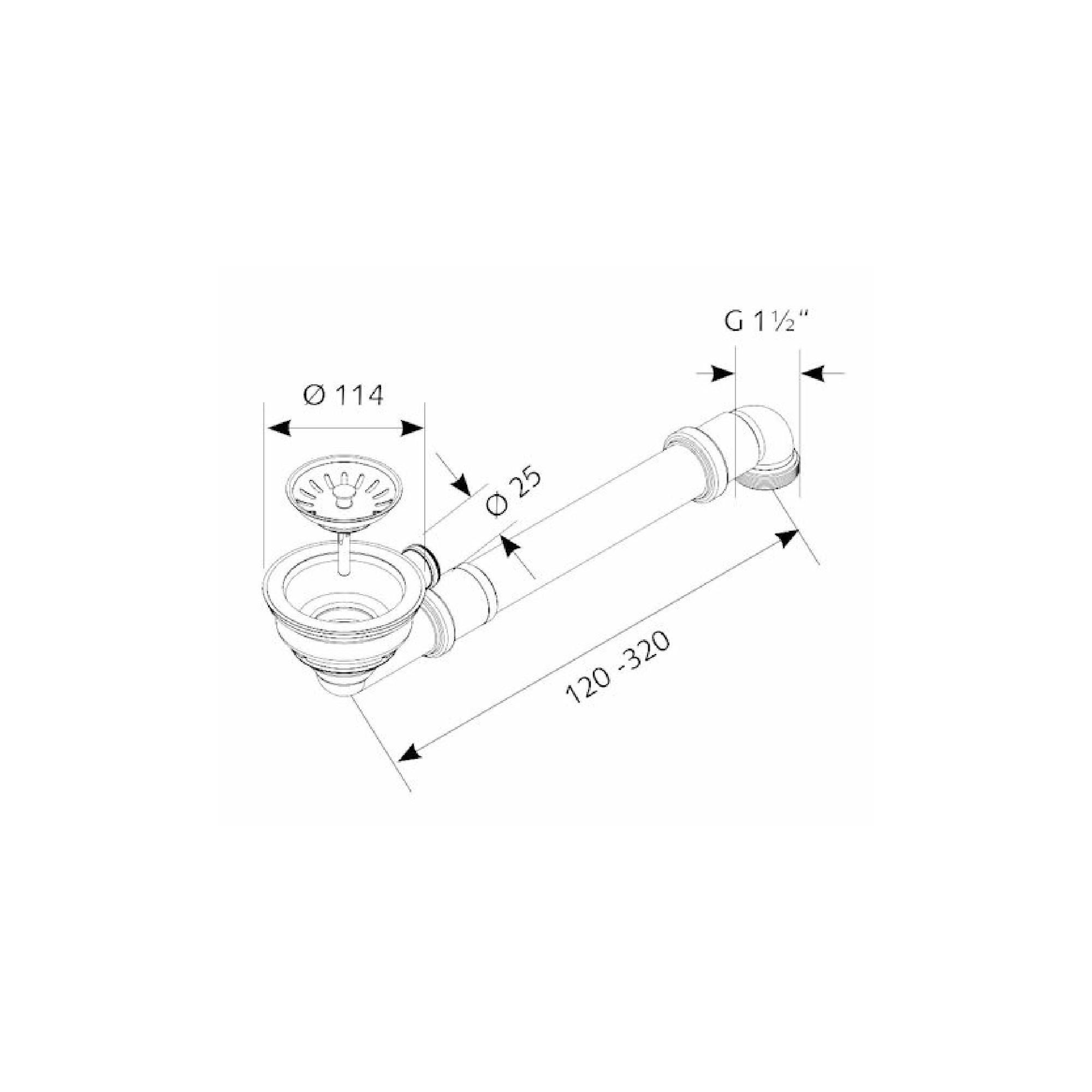 tecuro Siphon Spülen-Siebkorbventil Ø 114 mm (3 1/2 Zoll) mit Raumsparabgang und GA – Bild 4 von 5