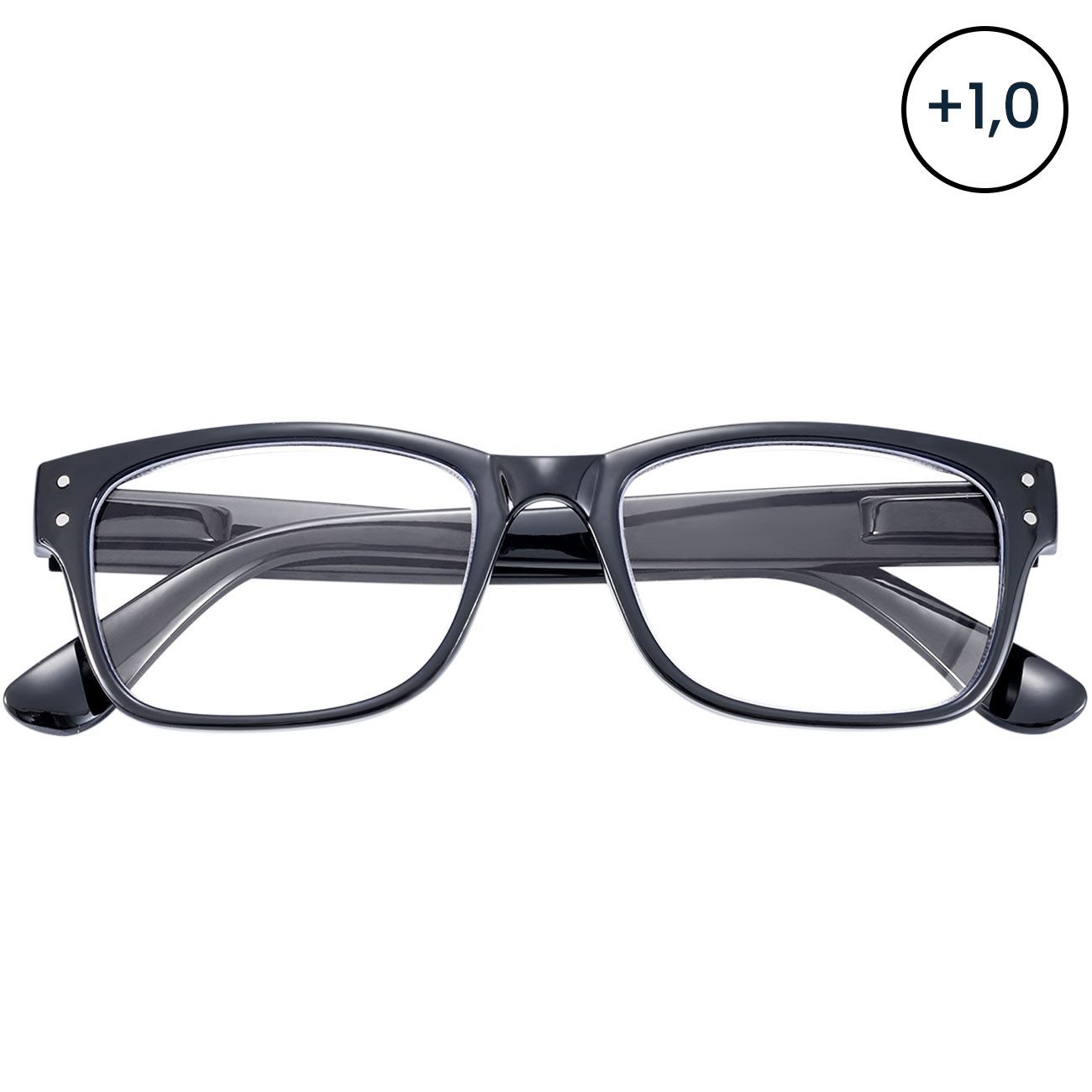 shop'n smile ideoon Lesebrille Lesebrille +1,0 dpt mit Etui Matt-Schwarz flexible Bügel komfortabel, Sehstärke +1,0 dpt, flexible Bügel & mattes Etui