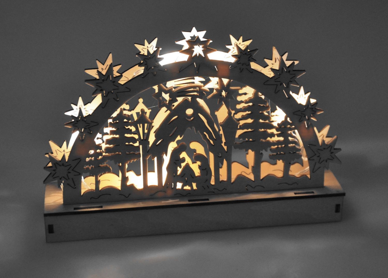 BURI Dekofigur Holz-Schwibbogen 5 LEDs Lichterbogen günstig online kaufen