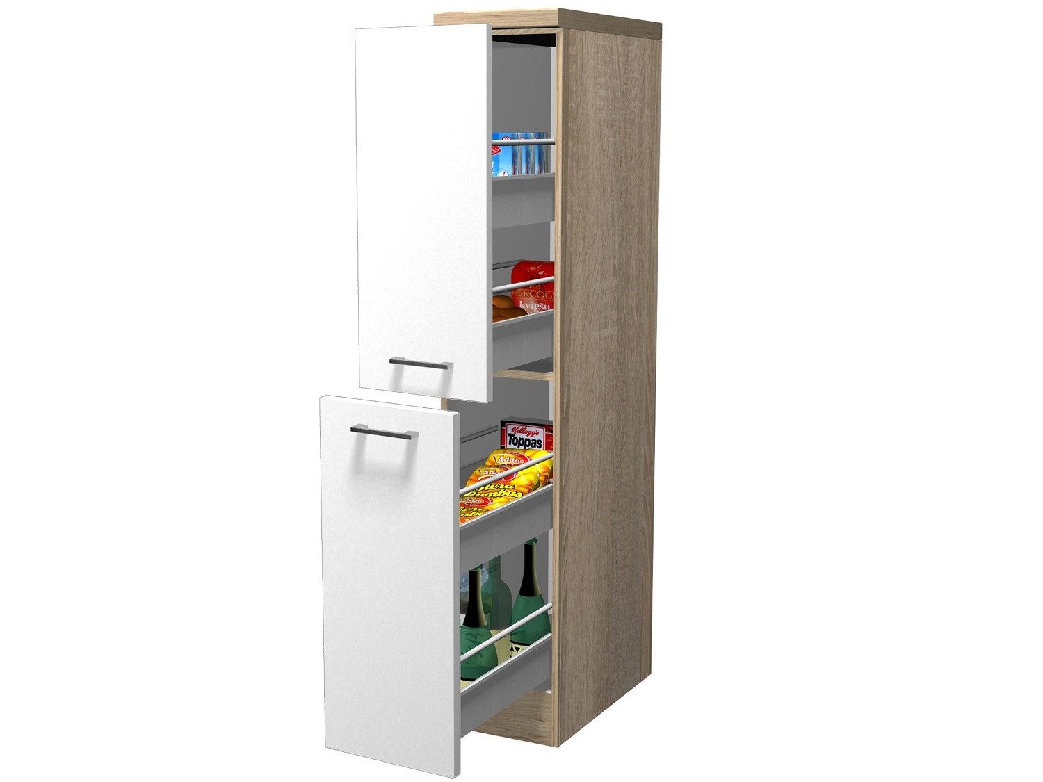Flex-Well Apothekerschrank Demi Apothekerschrank Küche - 30 cm breit - Weiß Sonoma Eiche Salerno