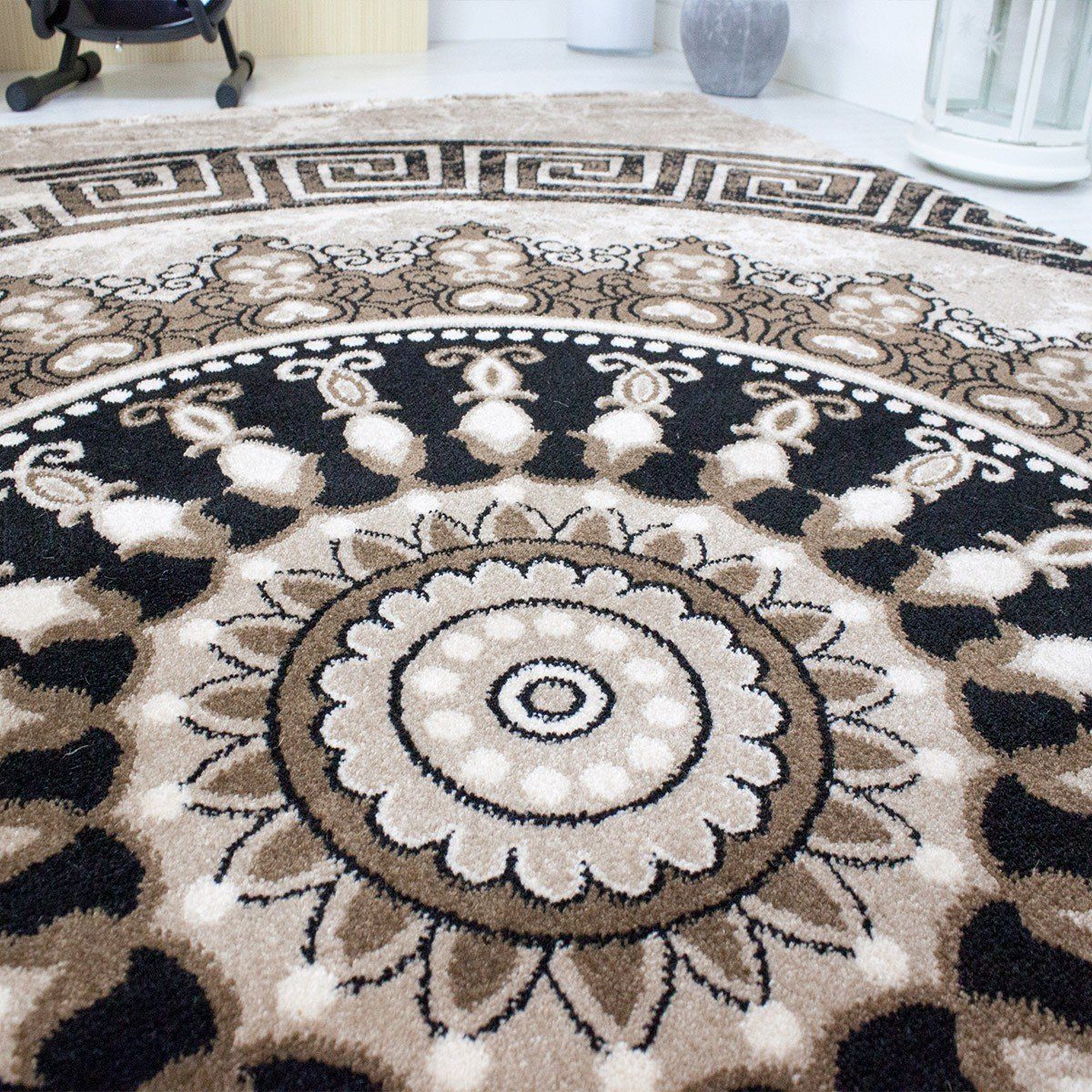 Vimoda Orientteppich Teppichwohnzimmer Medallion Spezielles Design, Rechteckig, Höhe: 11 mm, Dick & Robust, Pflegeleicht, Läufer Wohnzimmer in Braun