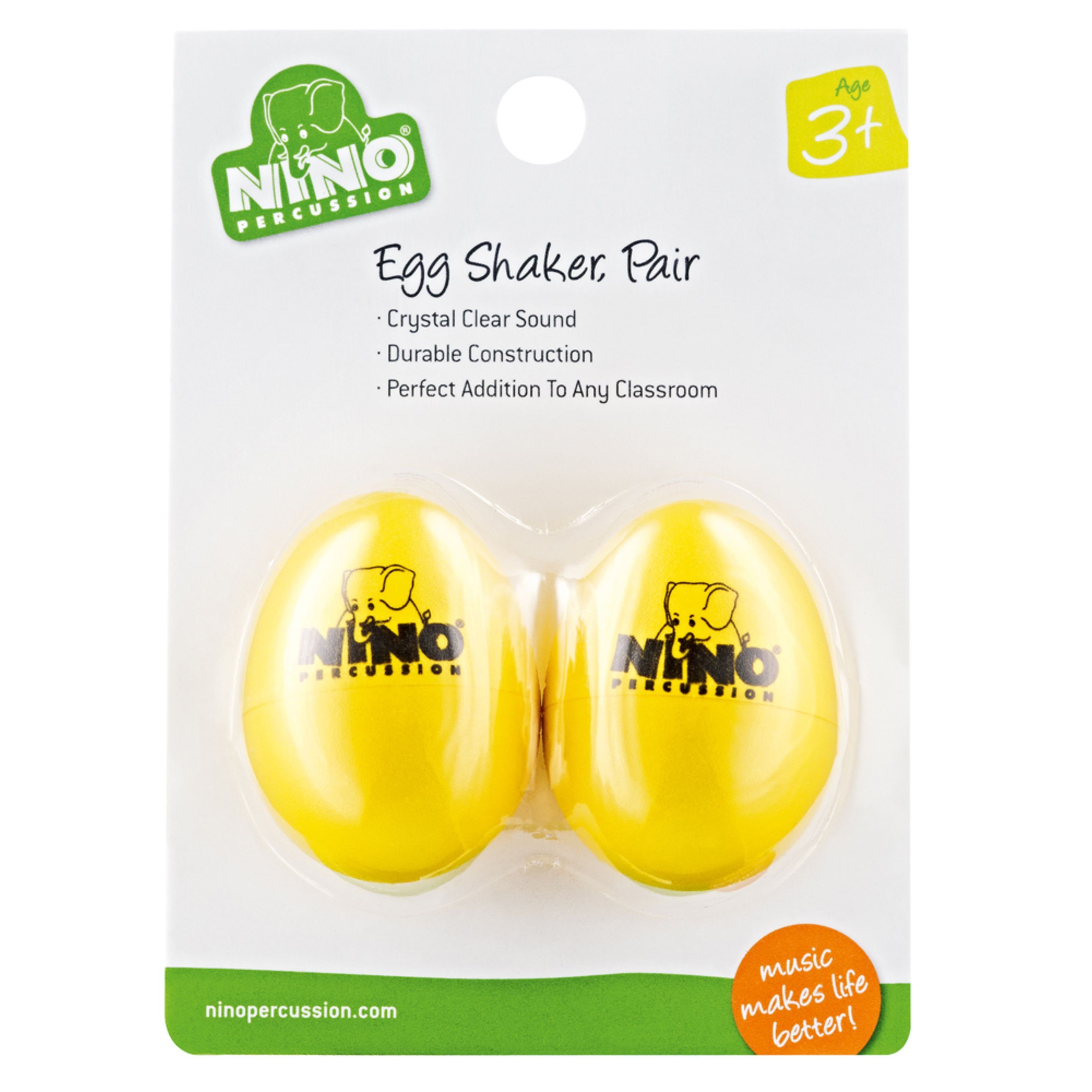 Meinl Percussion Spielzeug-Musikinstrument, Egg Shaker Yellow, Set 2 - pcs NINO540Y-2, Shaker