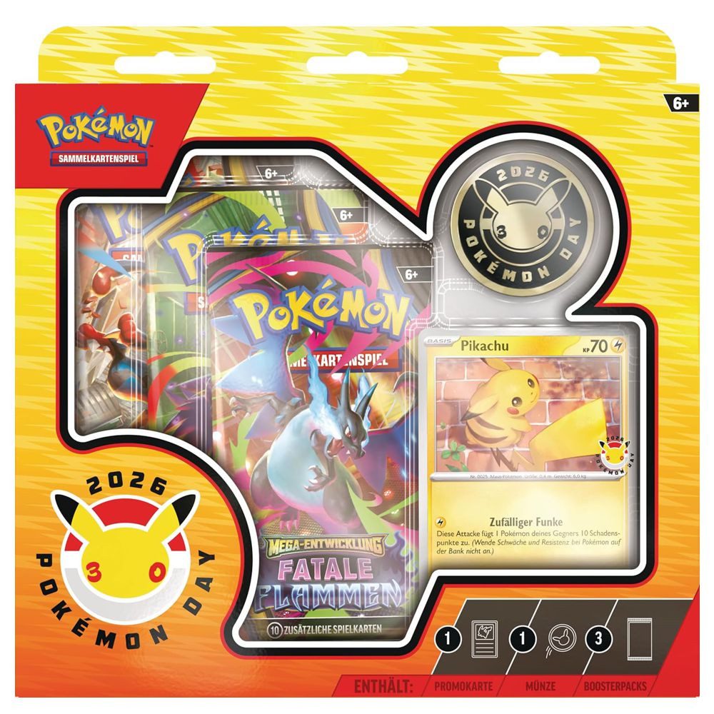 POKÉMON Sammelkarte Pokemon Day 2026 Kollektion Pokemon 3 Booster-Packs deutsch