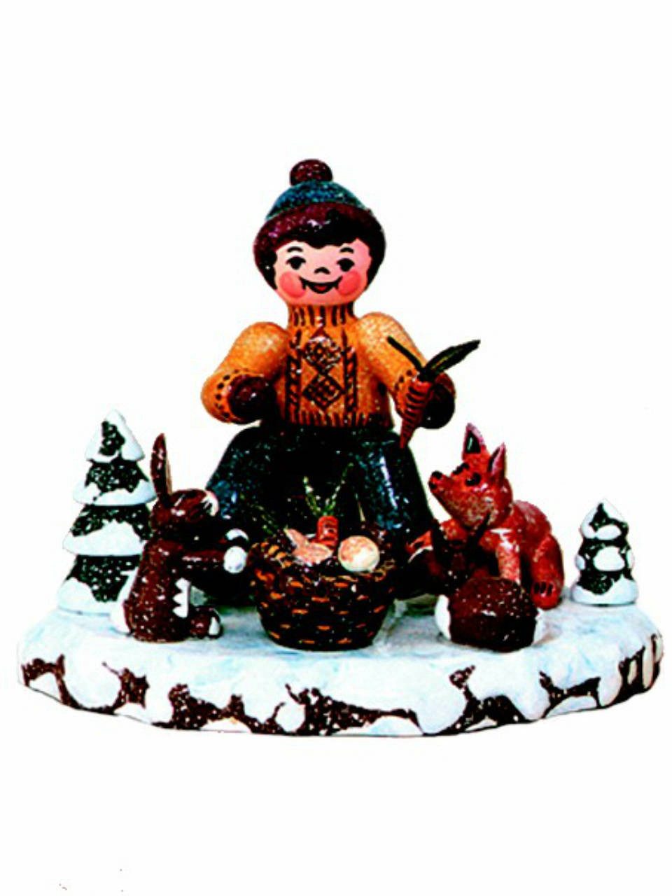 Hubrig Volkskunst Zschorlau Erzgebirge Sammelfigur Hubrig Winterkinder Tiere des Waldes