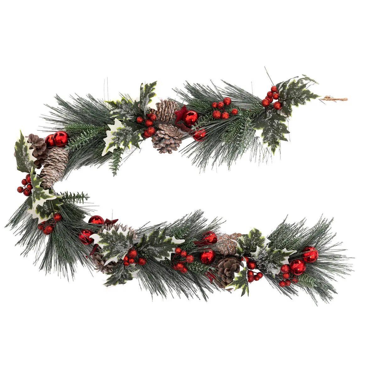 Atmosphera Créateur d'intérieur Adventskranz Weihnachtsgirlande aus Naturmaterialien, mit Zapfen, 100 cm