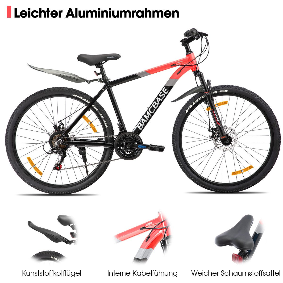 HILAND Mountainbike 26/27,5 Zoll Alu-Mountainbike 21-Gang, Scheibenbremsen & Komfortsattel