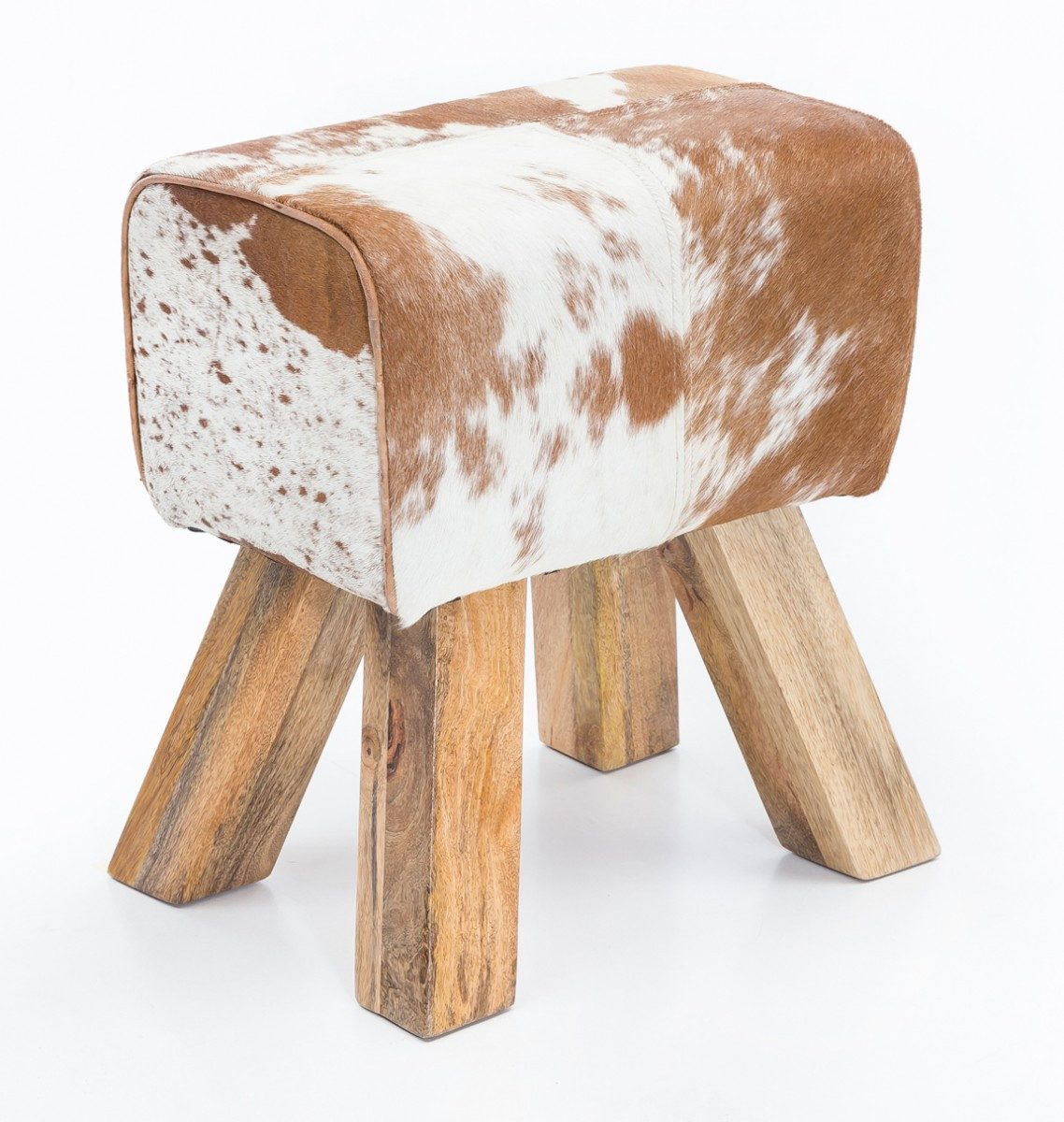 FINEBUY Sitzhocker SuVa6435_1 (Turnbock Ziegenfell Braun / Weiß 40 x 30 x 4 günstig online kaufen