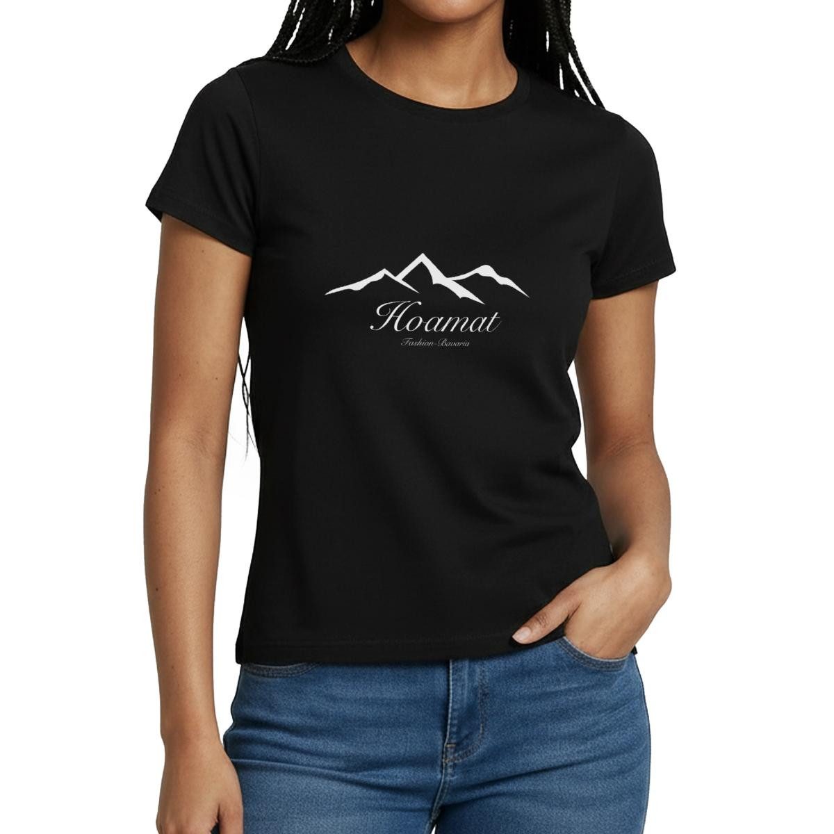 Spreadshirt T-Shirt Hoamat Heimat Bayern Alpen Frauen T-Shirt (1-tlg) Slim Fit, fällt klein aus
