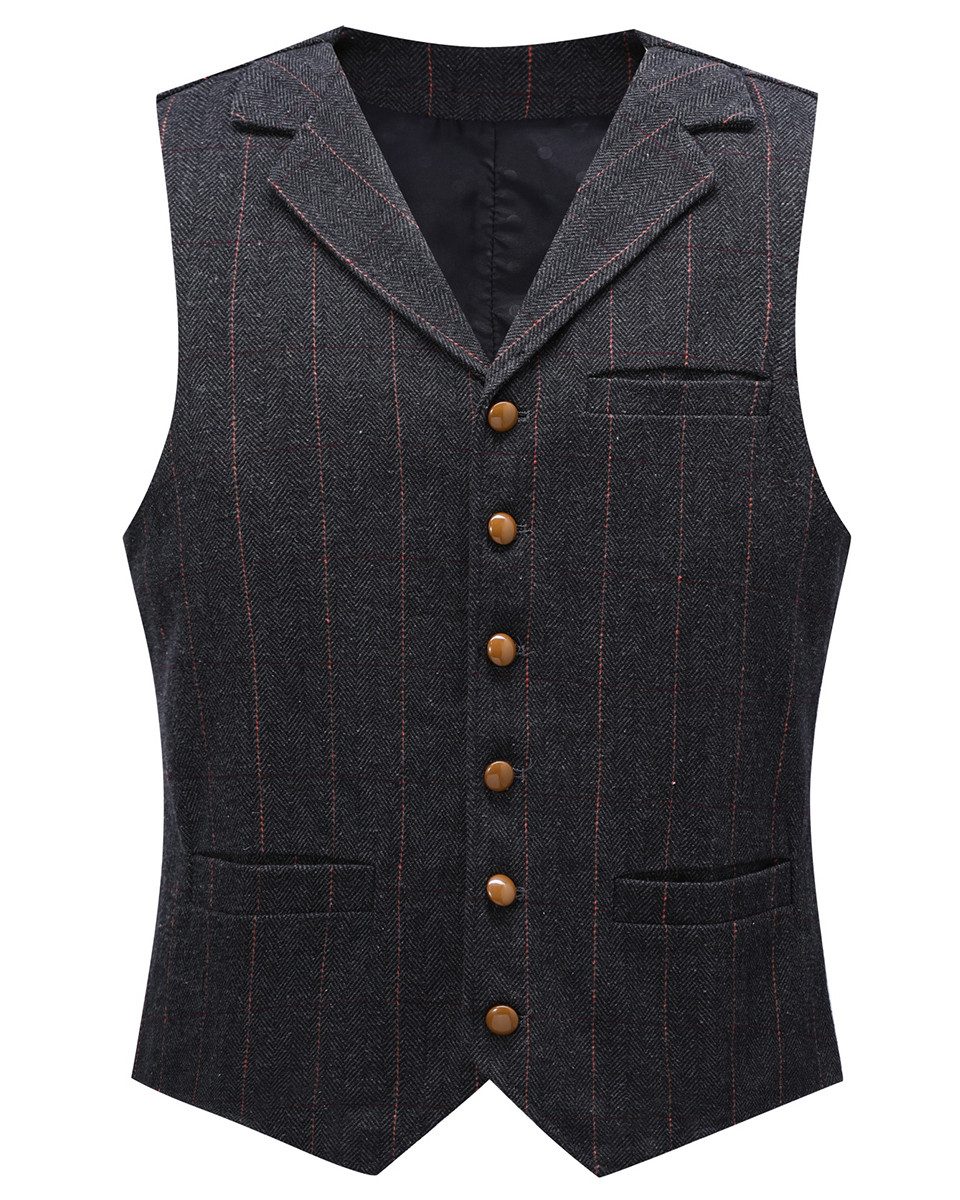 Allthemen Anzugweste mit Reverskragen Fischgrätmuster Herrenweste klassisch günstig online kaufen