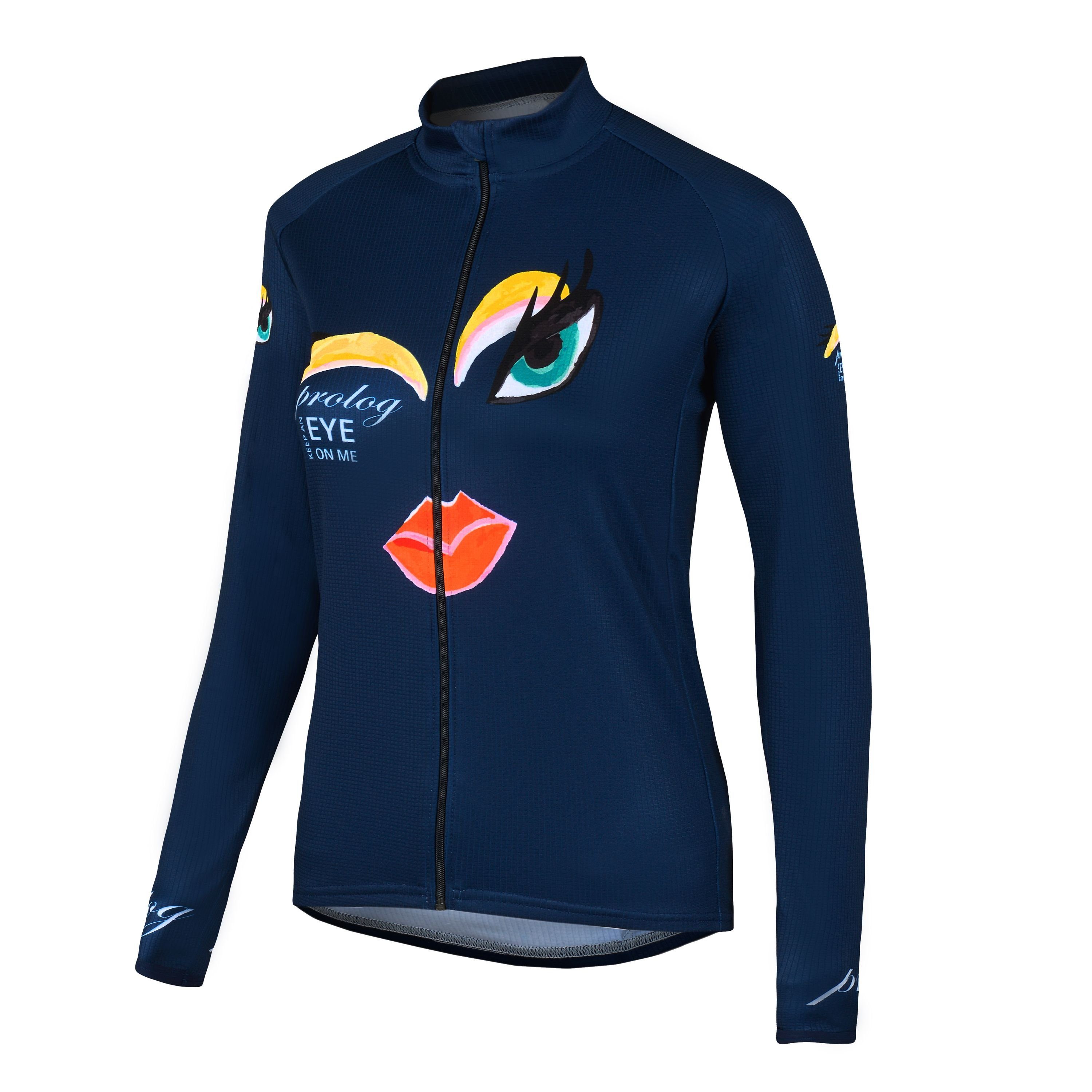 prolog cycling wear Radtrikot Damen Fahrradtrikot langarm "Keep an eye on me" Navy, XXS-4XL