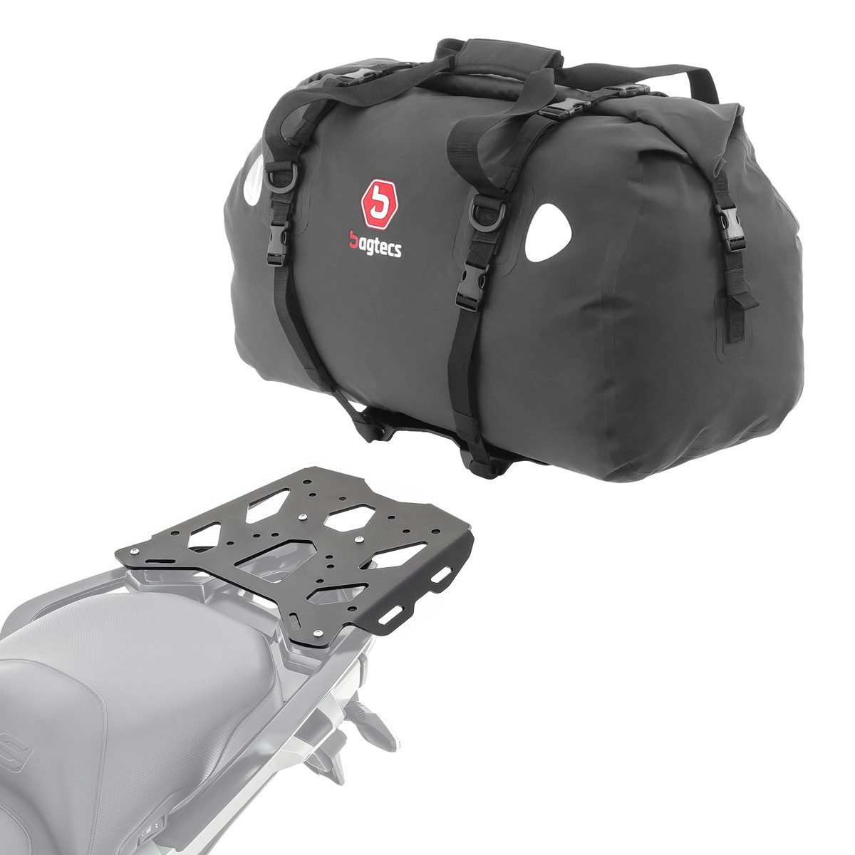 Bagtecs Topcase Set Gepäckbrücke + Hecktasche 60L passend für BMW R 1200 / 1250 GS 13-