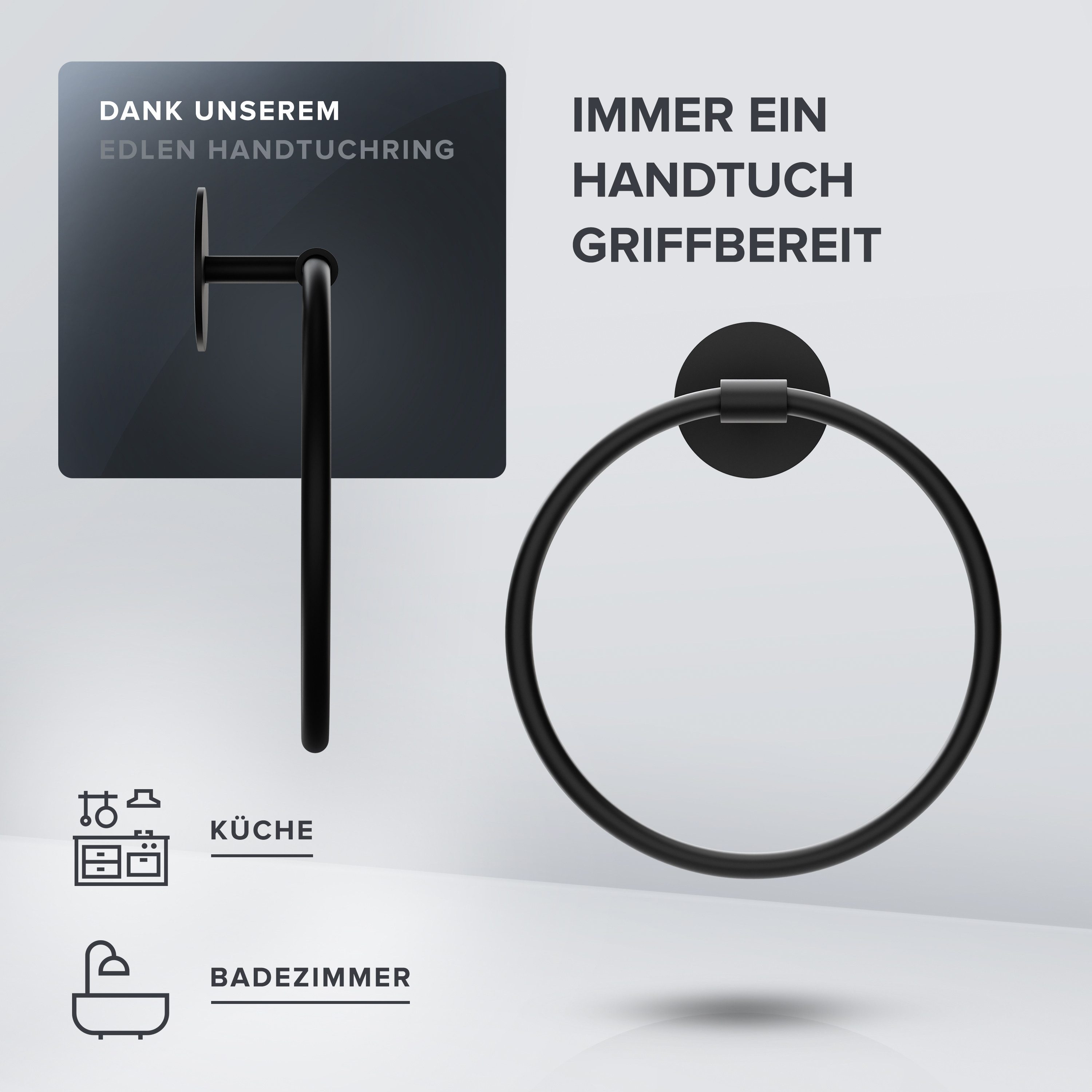 ovimar Handtuchring Halsnoy, aus Edelstahl in Schwarz zur Zum Kleben günstig online kaufen