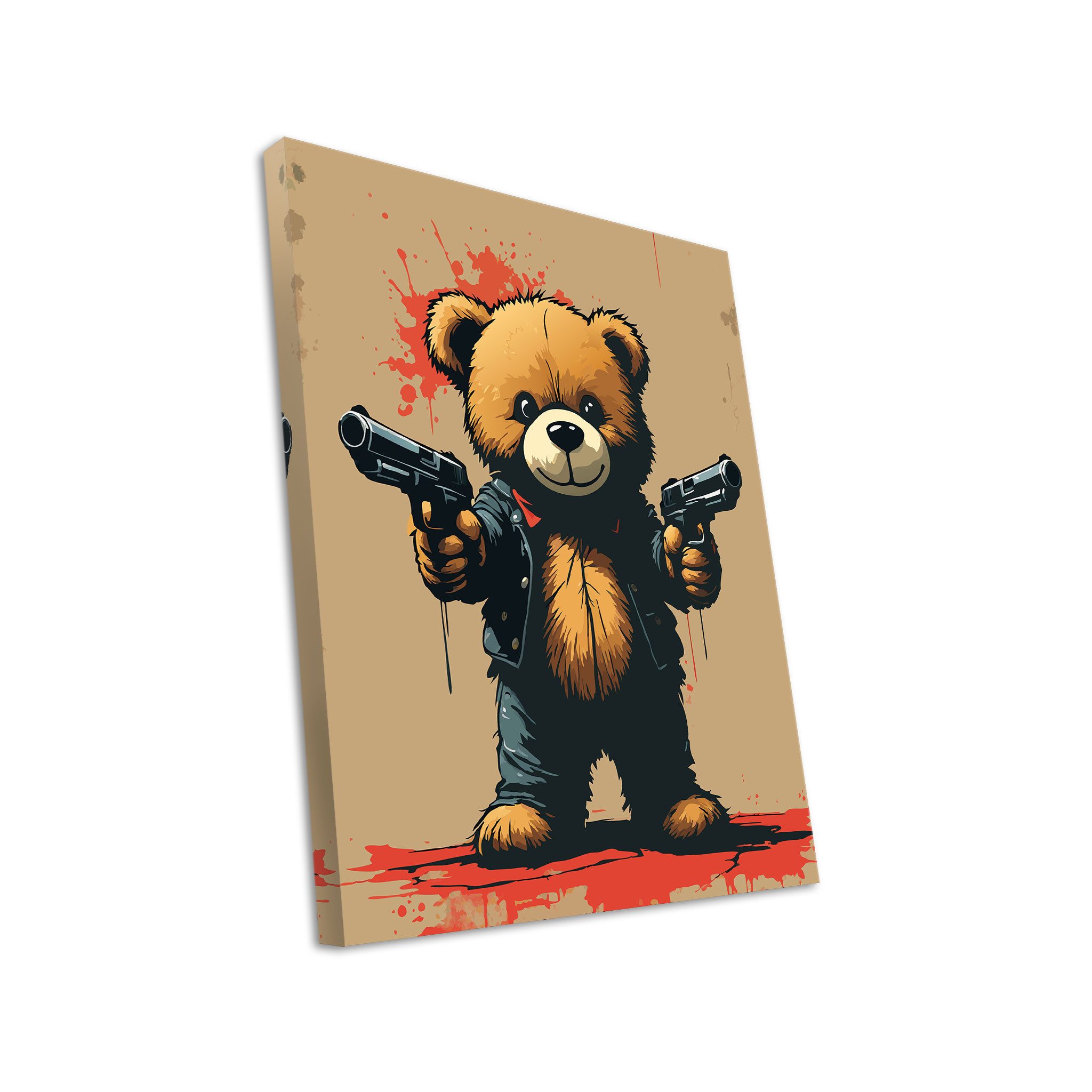 Hustling Sharks Leinwandbild Pop-Art-Bild als XXL Leinwandbild "Teddy mit dunkler Attitüde", in 5 unterschiedichen Größen verfügbar