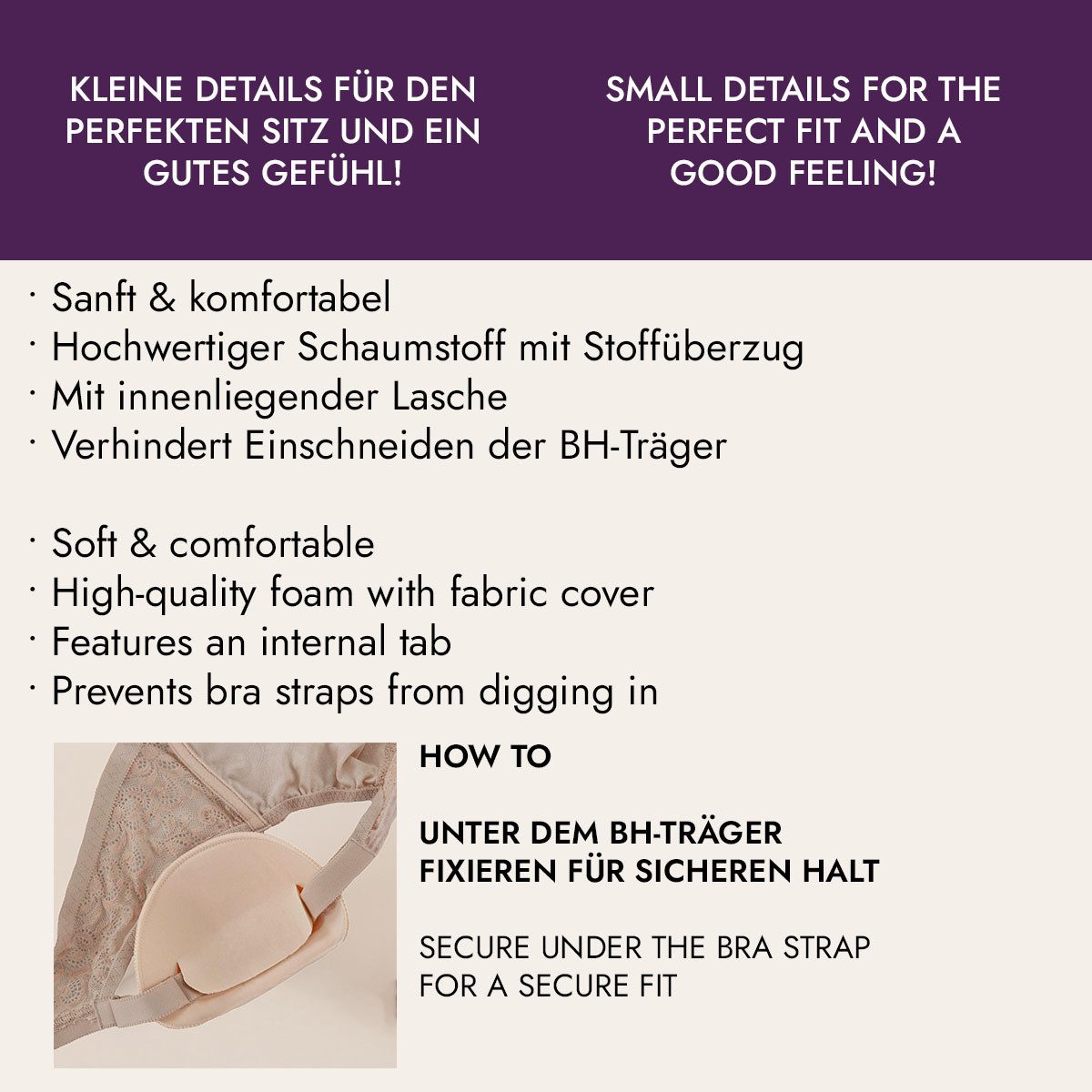 Miss Perfect BH-Träger 20161-162, Foam Shoulder Pads – Schulterpolster mit Trägerkissen
