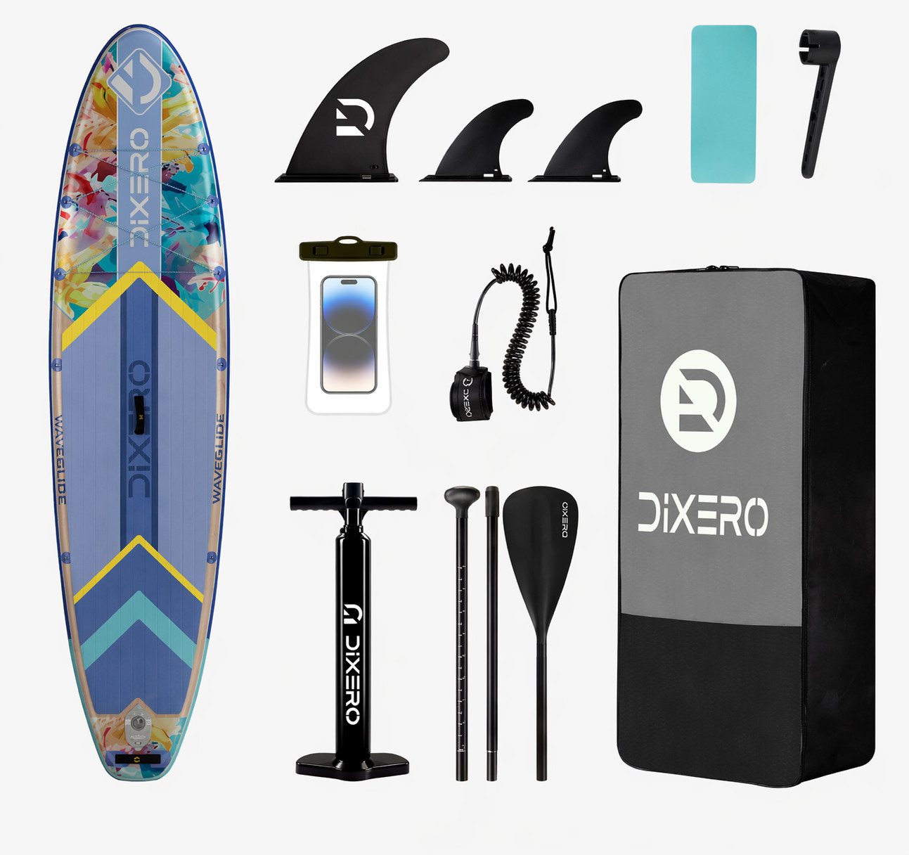 COIL SUP-Board Aufblasbares SUP Board Set – Stand Up Komplettset, (Set, mit Paddel, mit Pumpe), wasserdichte Handytasche, Stabil, Leicht, Zubehör