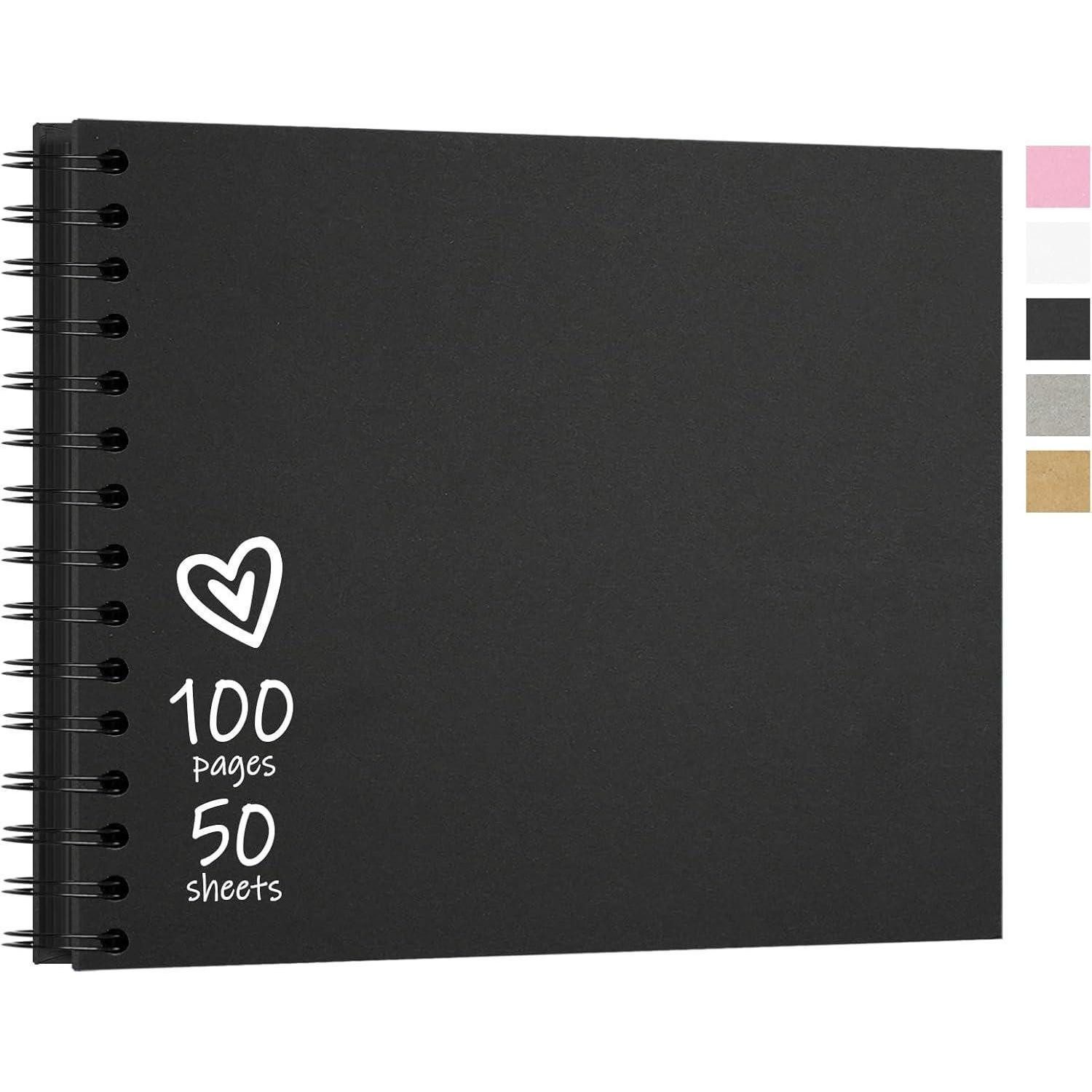 LuxusKollektion Sammelalbum Fotoalbum Spiralalbum Hardcover 28x20,5 CM 50 Blatt Schwarz