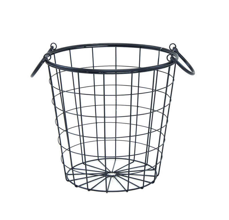 Spetebo Aufbewahrungskorb Metall Gitter Korb schwarz mit 2 Griffen - 35 cm (Stück, 1 St., Korb), Aufbewahrungskorb für Deko und Accessoires