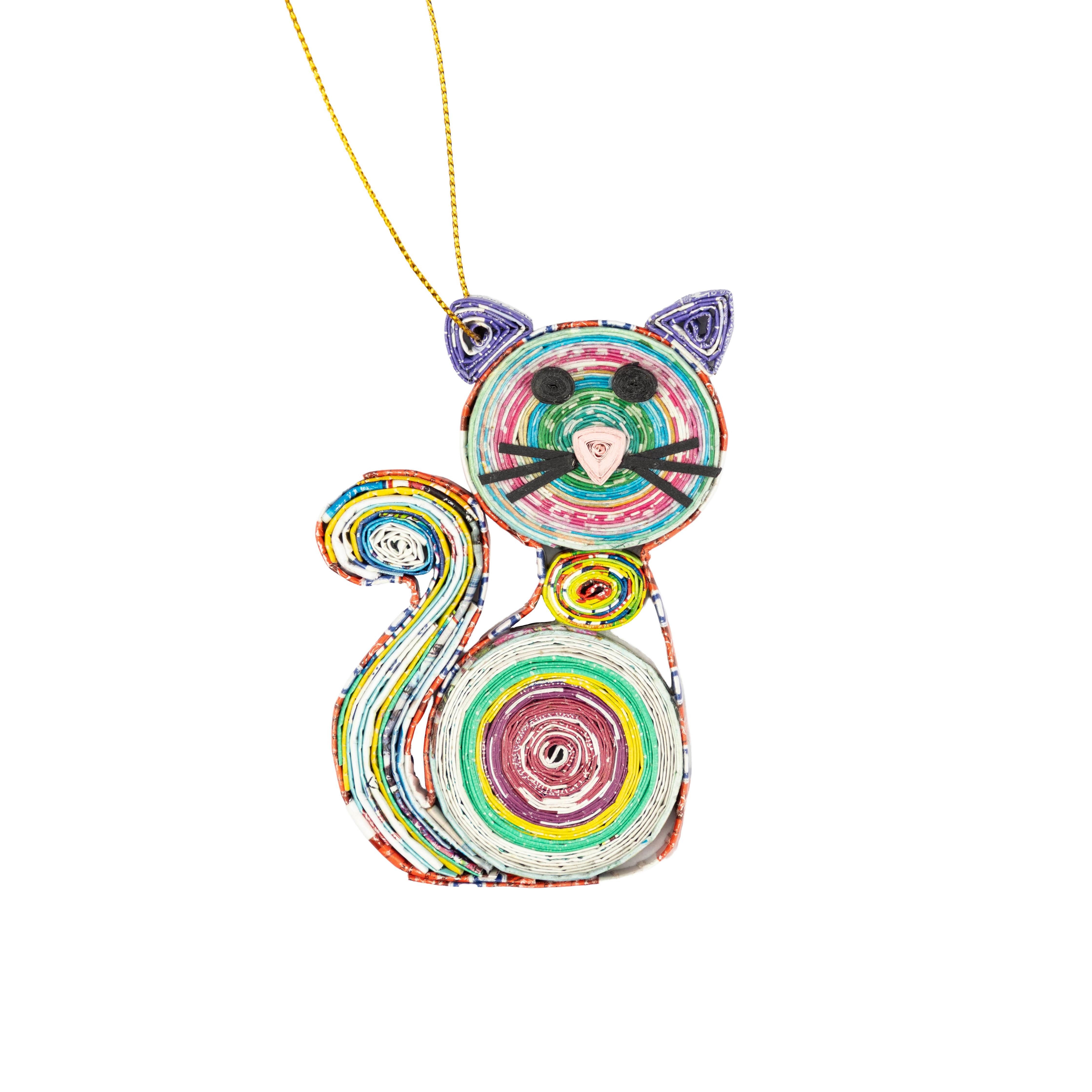 El Puente Amulett Katzen-Anhänger aus gerolltem Papier in Bunt, Handmade, Handmade