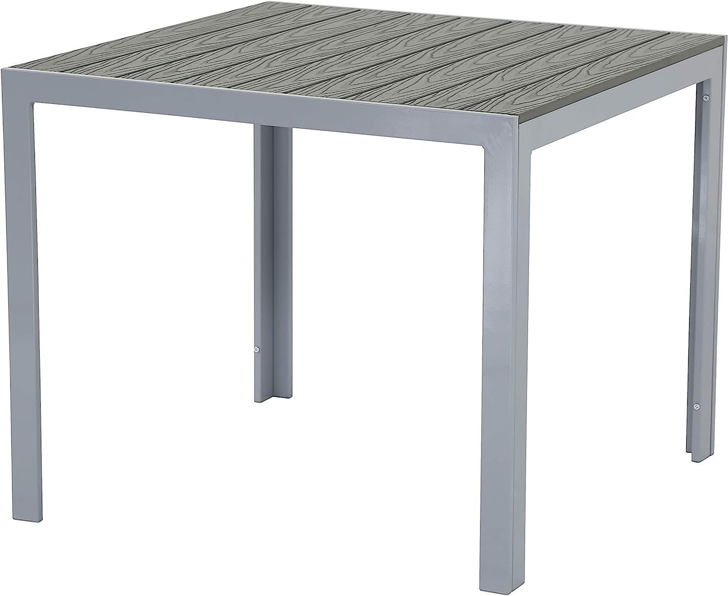 Pure Home & Garden Gartentisch Fire 90x90 cm silber Alu Nonwood
