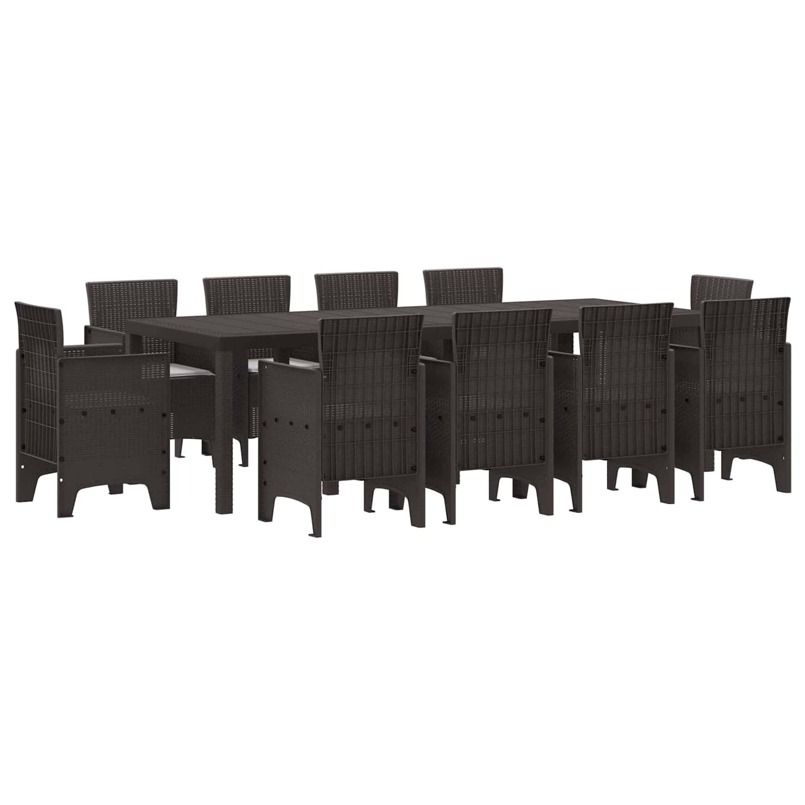 vidaXL Gartenlounge-Set Garten Essgruppe 11 pcs Braun Polypropylen, (11-tlg)