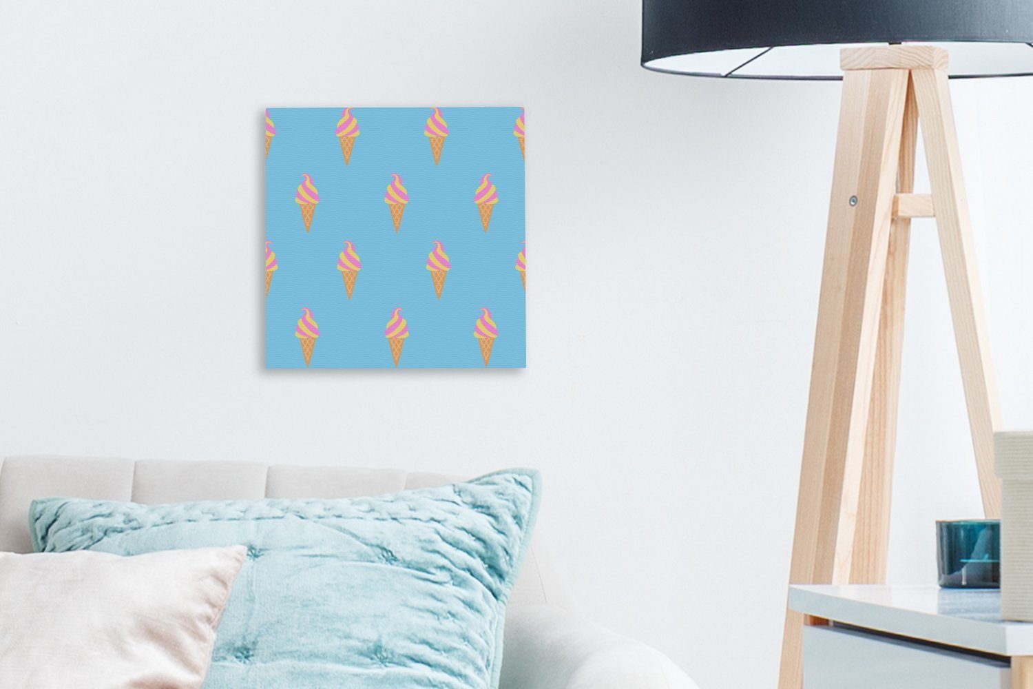 Leinwandbild Schlafzimmer Rosa - OneMillionCanvasses® Muster Bilder St), (1 - Eis Leinwand für Blau, Wohnzimmer -
